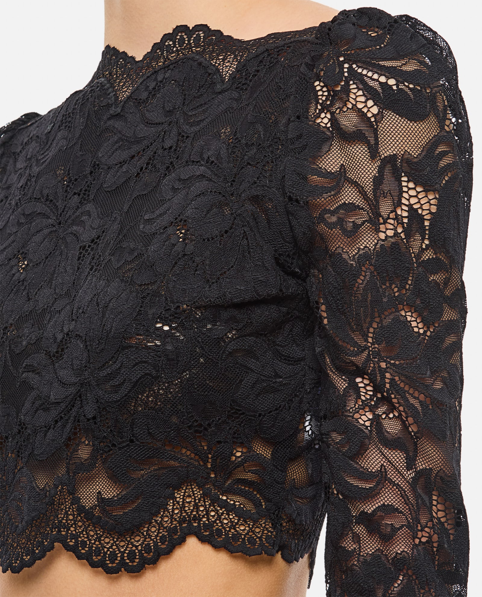 Rabanne Black Crop Top In Lace Black In Black
