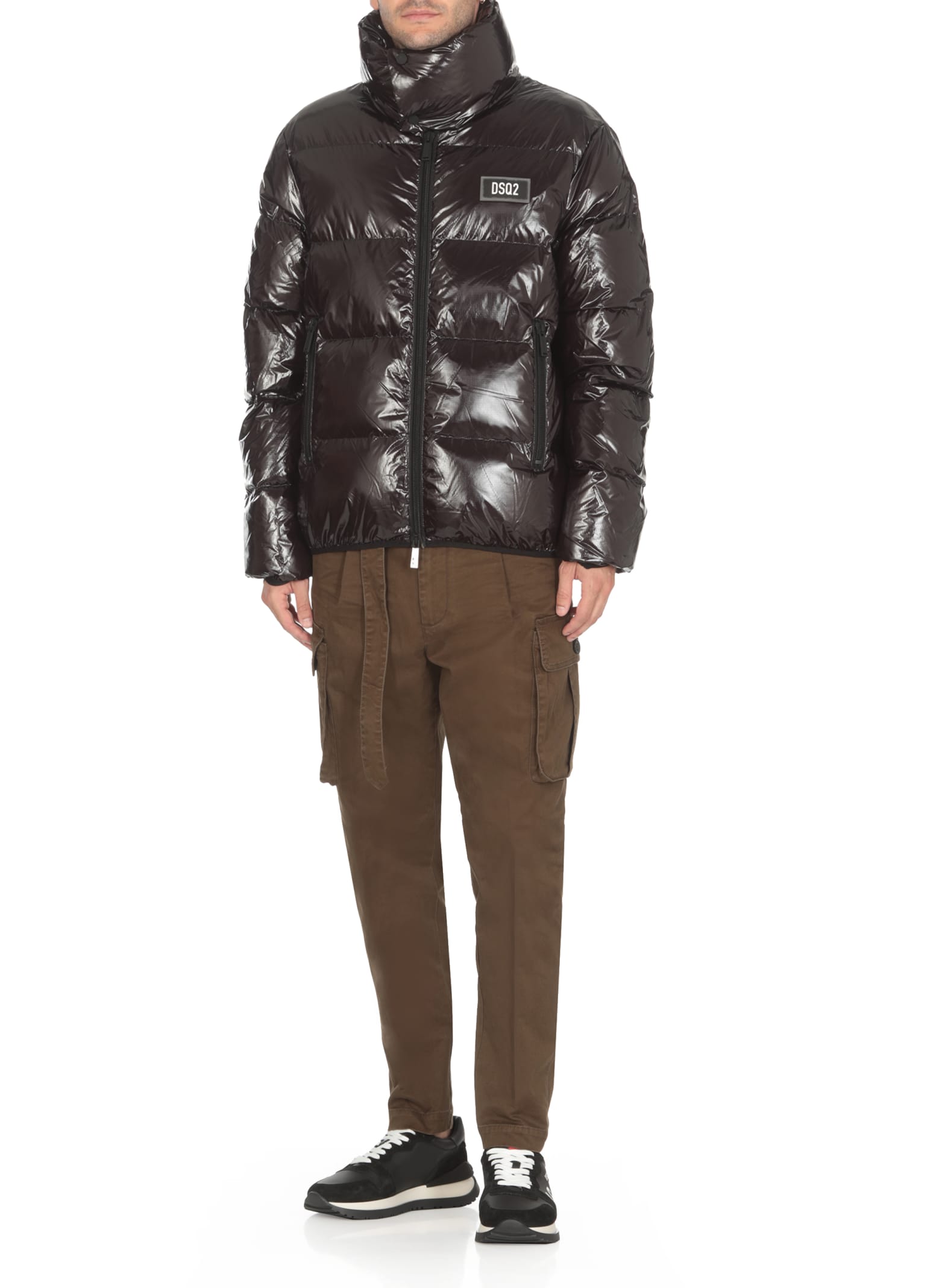 Shop Dsquared2 Quilted Down Jacket With Logo In Black