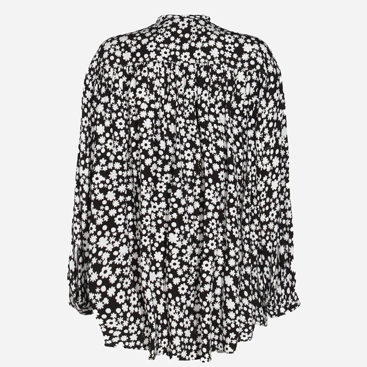 Marni Floral Ruffled Lightweight Long Sleeves Top In Black