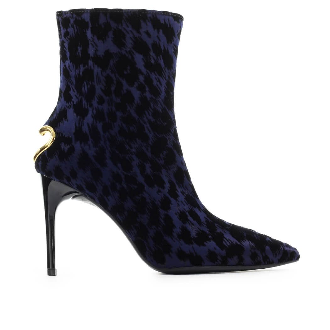 Buy Love Moschino Blue Velvet Ankle Boot online, shop Love Moschino shoes with free shipping