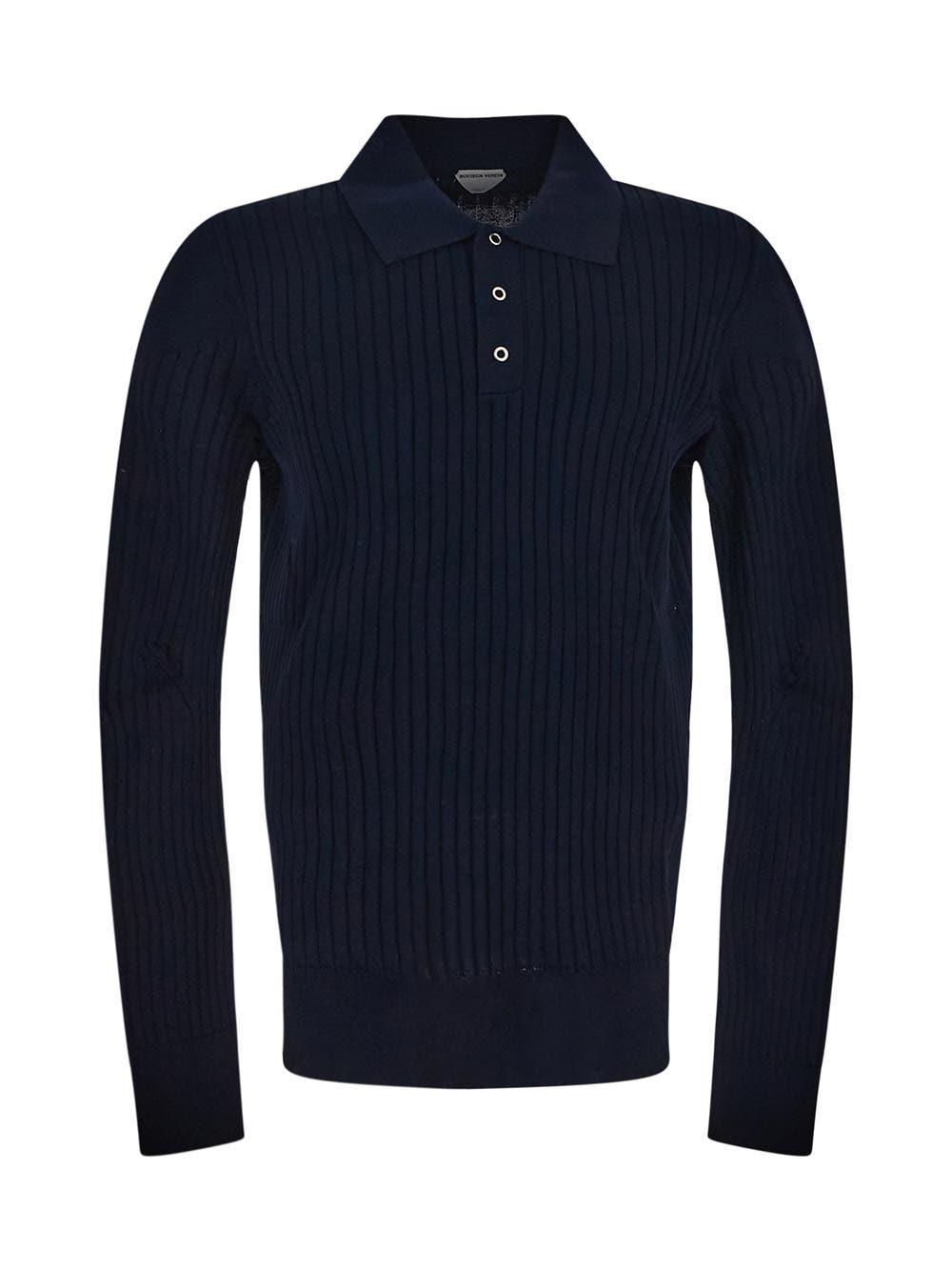 Shop Bottega Veneta Rbbed Polo In Blue