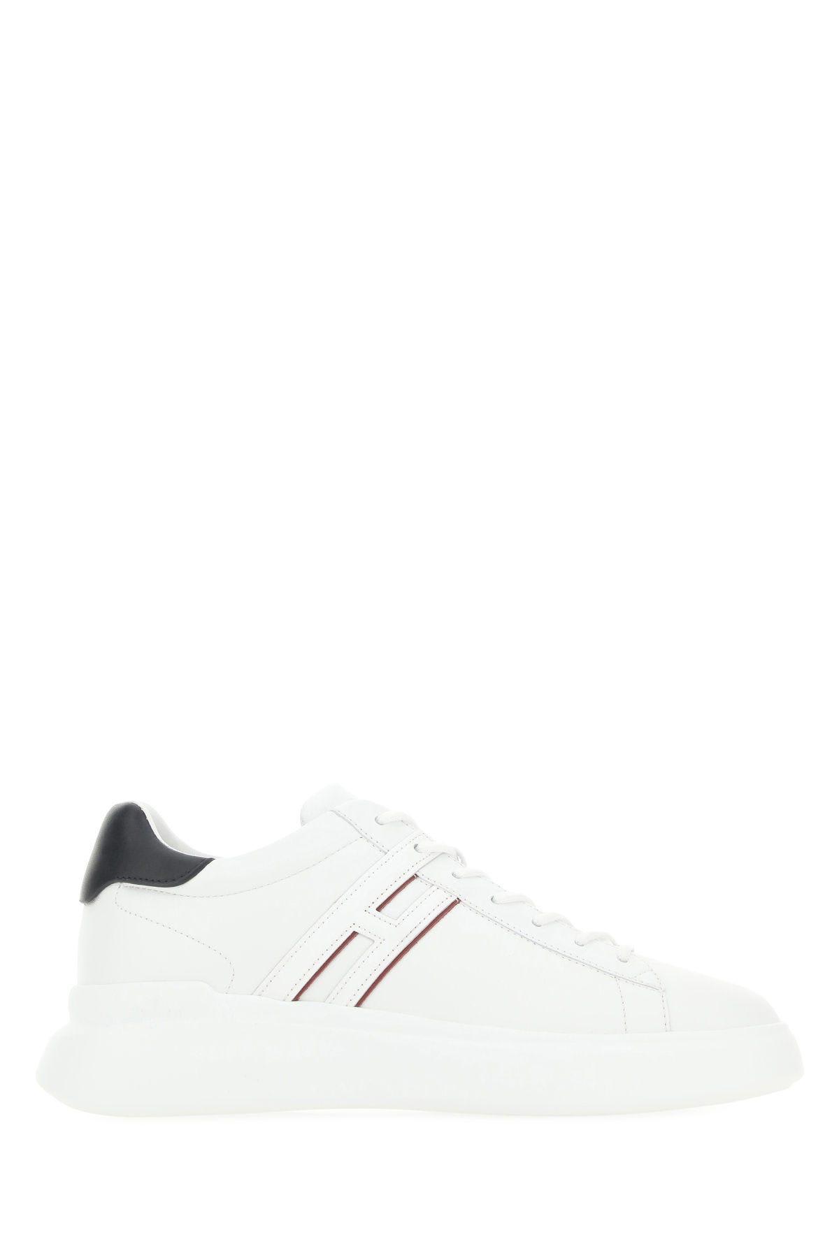 Shop Hogan White Leather H580 Sneakers