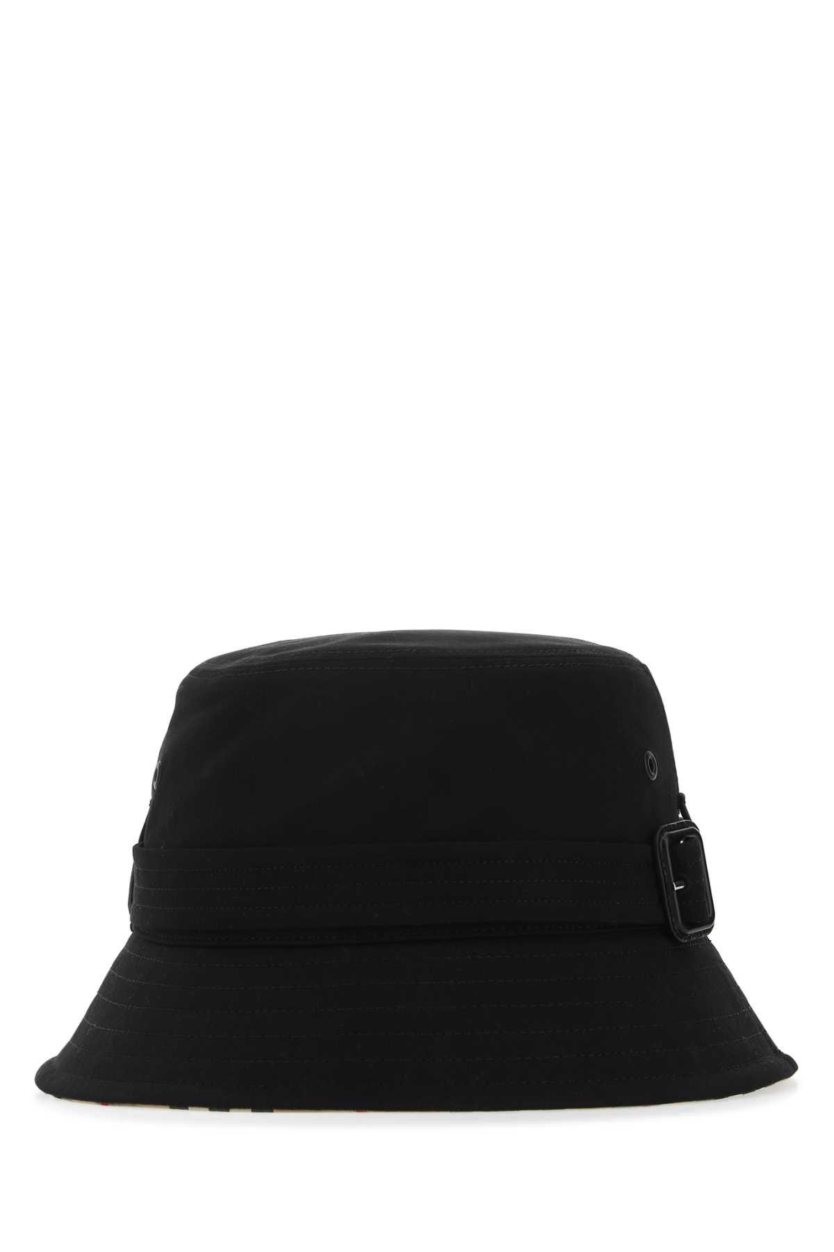 Shop Burberry Black Cotton Hat In A1189