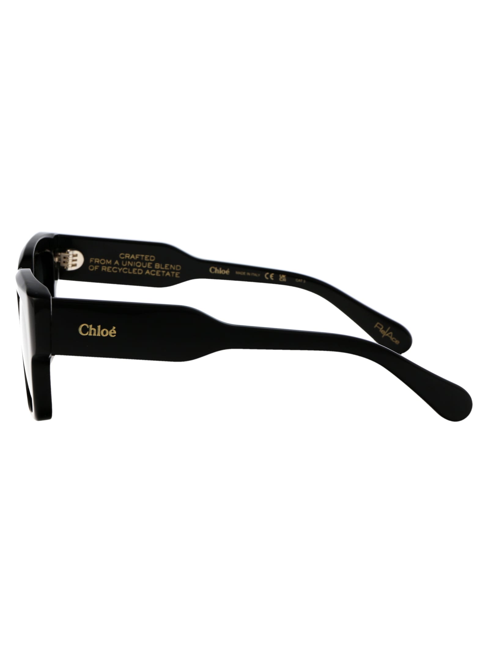 Shop Chloé Ch0190s Sunglasses In 001 Black Black Grey