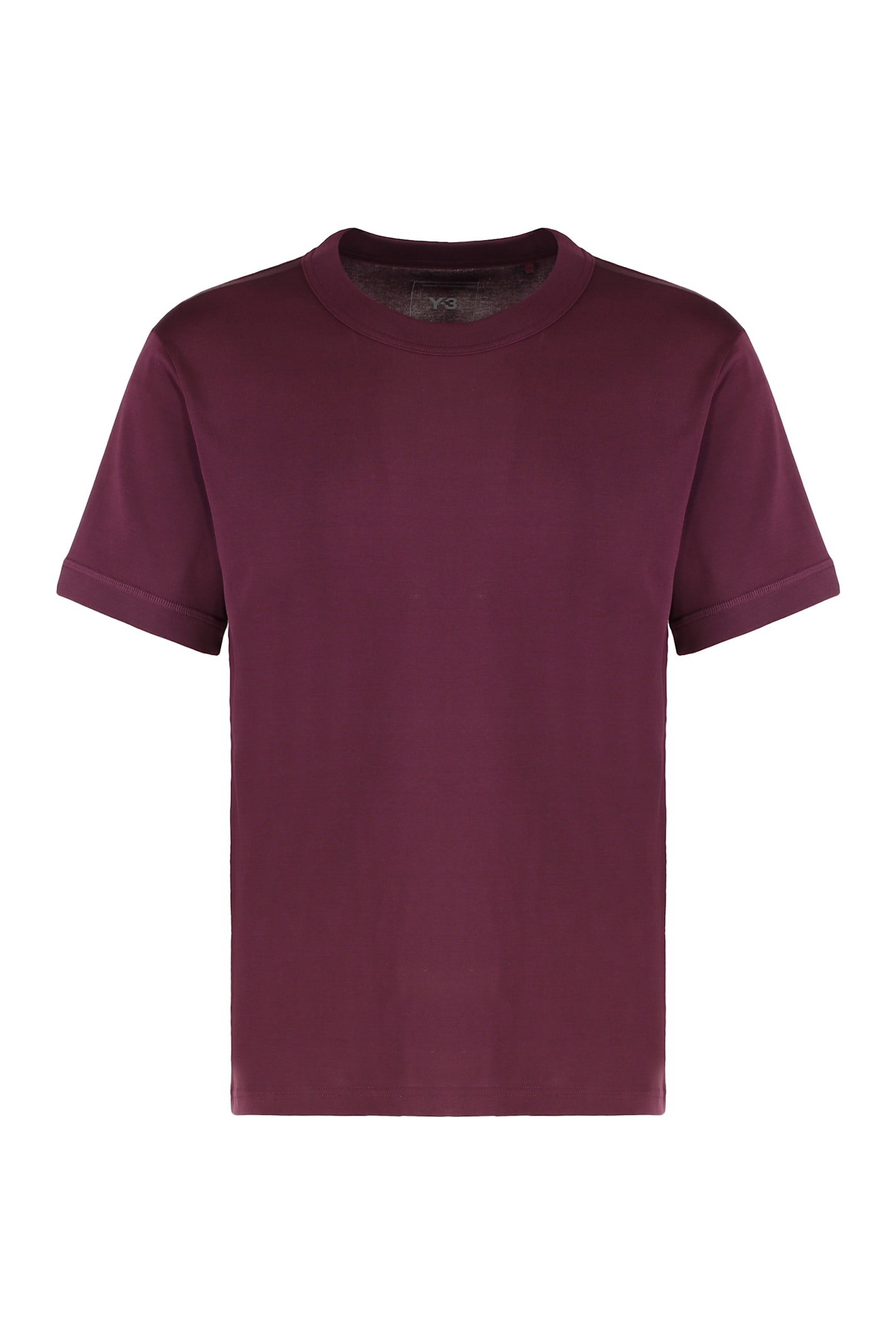 Y-3 T-shirt Crew Neck In Cotton In Burgundy