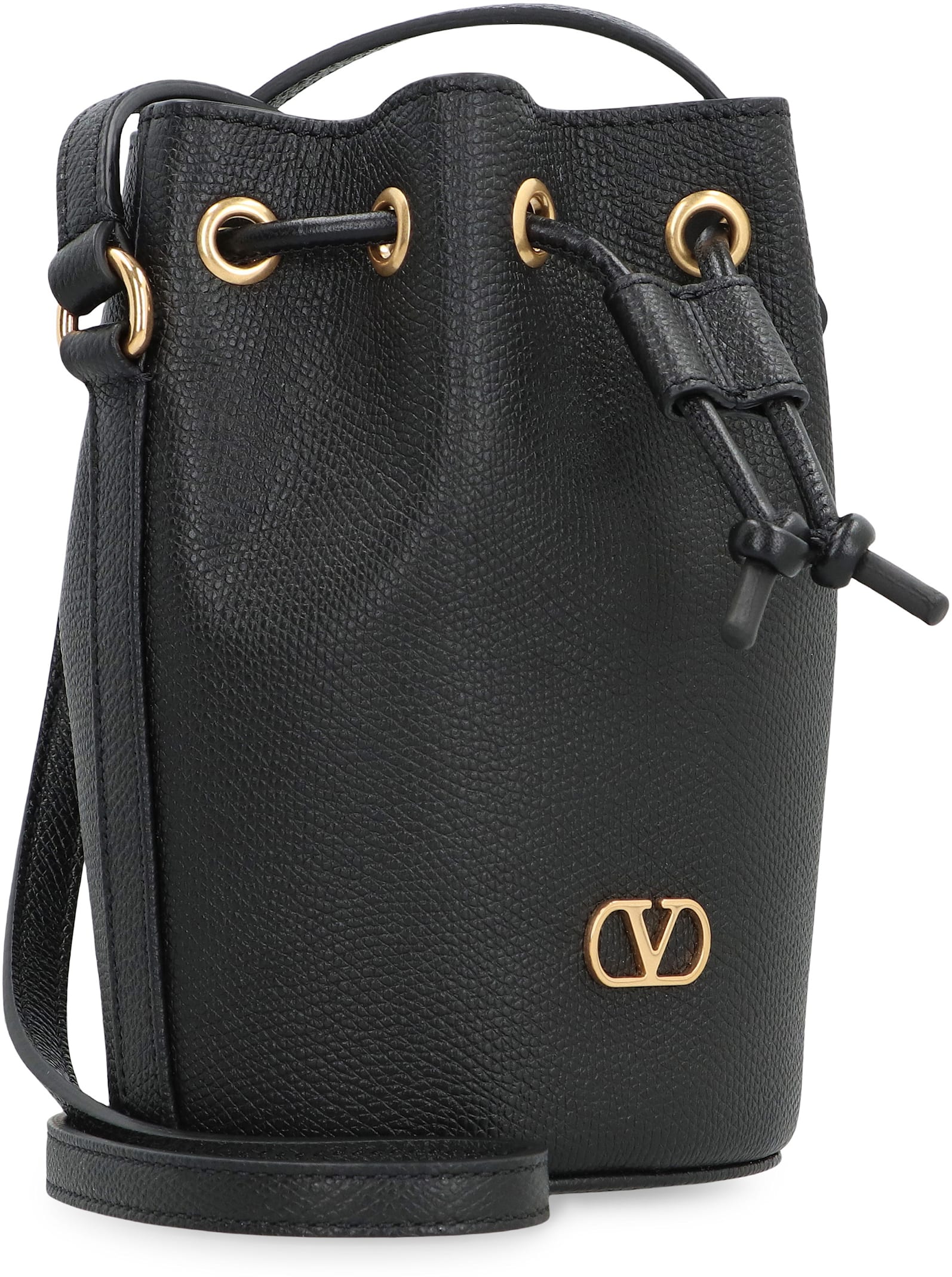 Valentino Vlogo Signature Mini Bucket Bag In Black