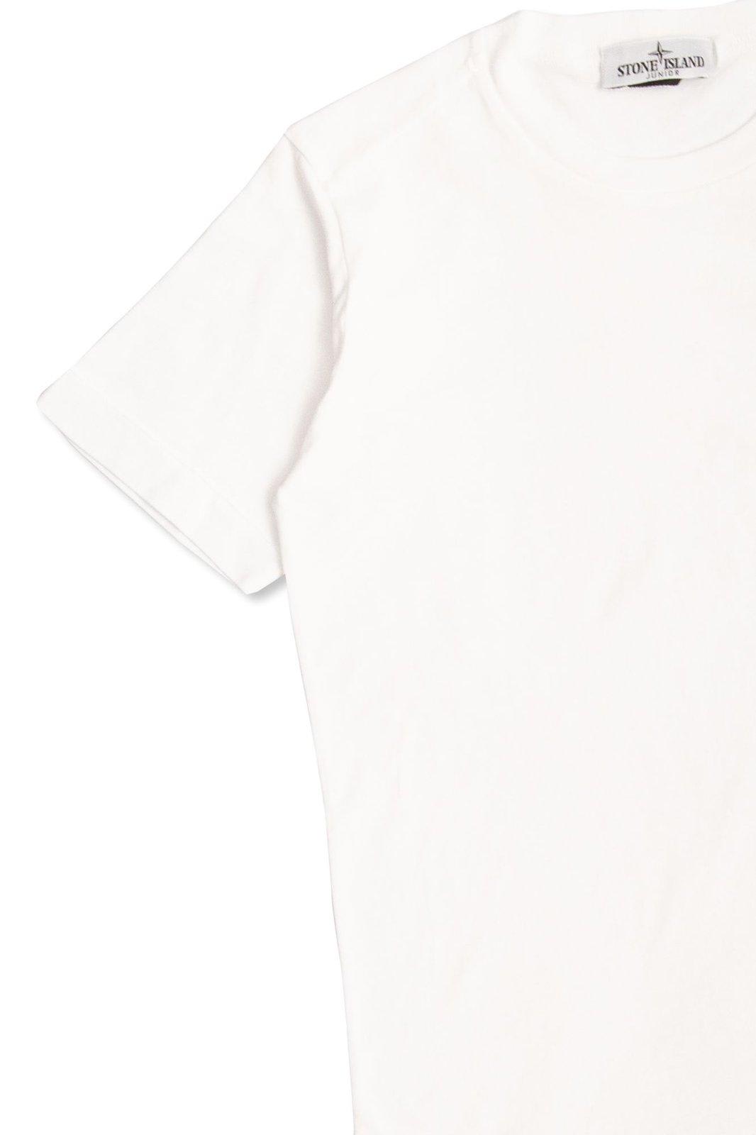 Shop Stone Island Compass Patch Crewneck T-shirt In Bianco
