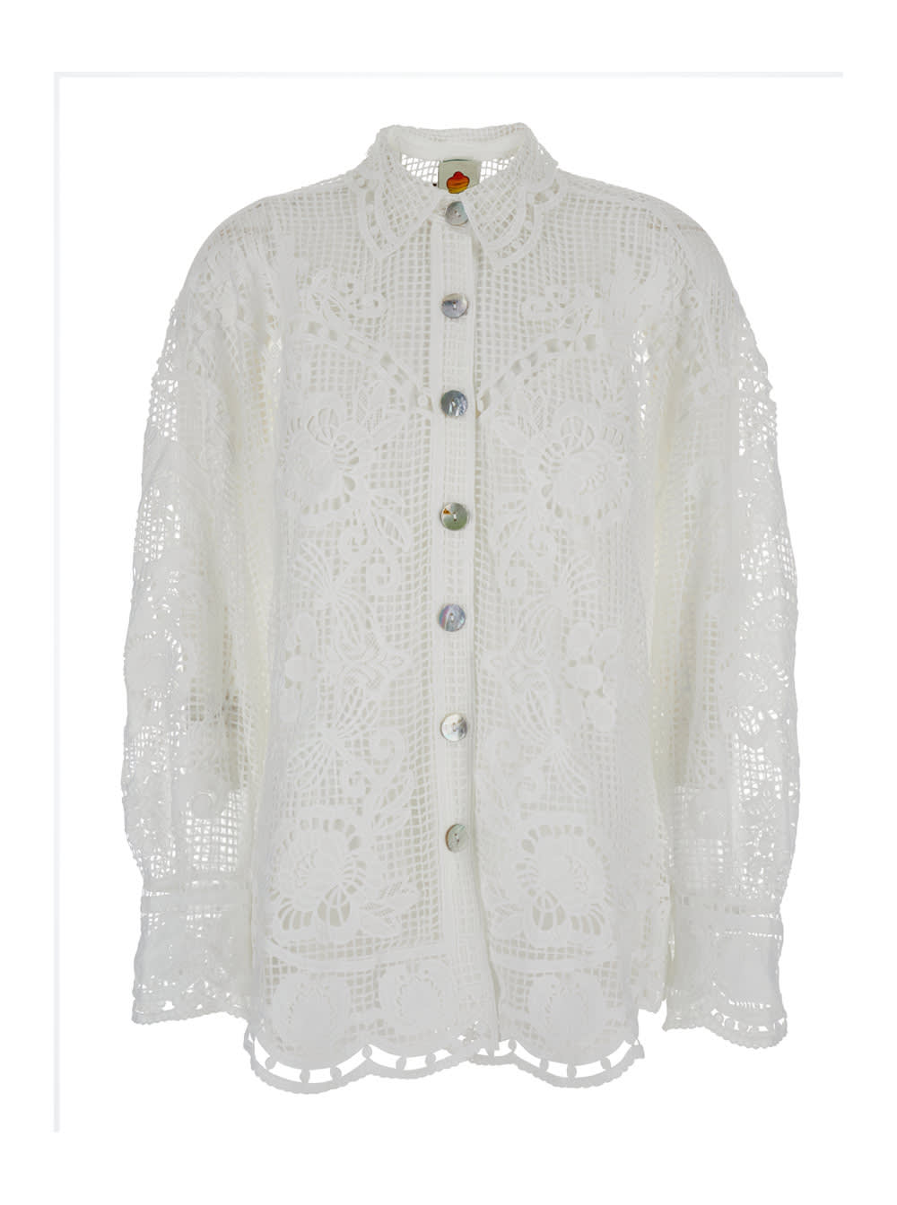 FARM RIO SWAN LAKE GUIPURE OFF-WHITE SHIRT