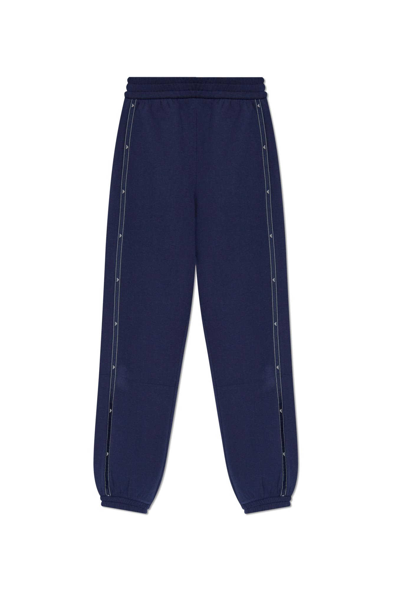 Shop Emporio Armani Track Pants With Side Stripes In Blue