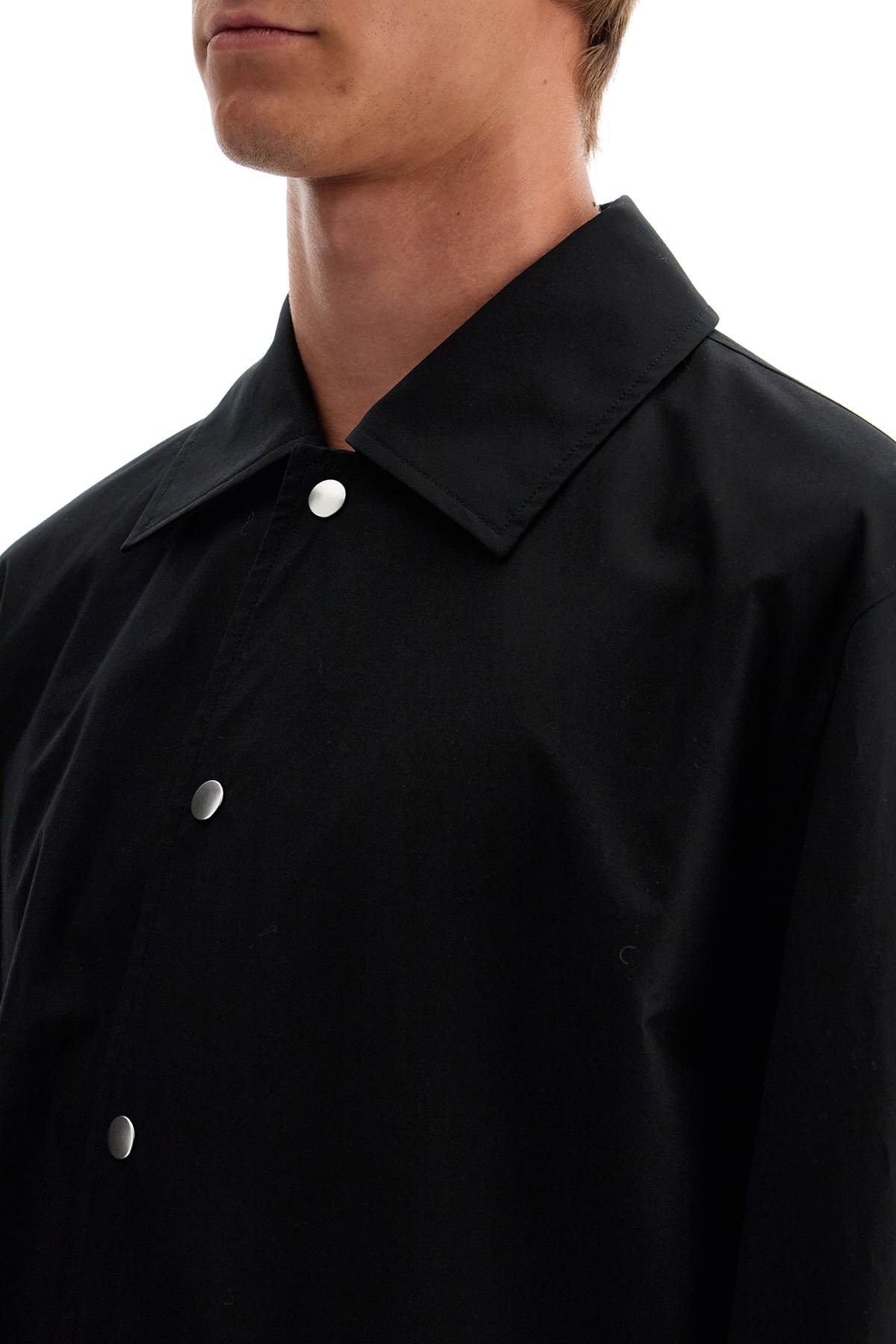 Shop Jil Sander Cotton Logo Overshirt With In Black (black)