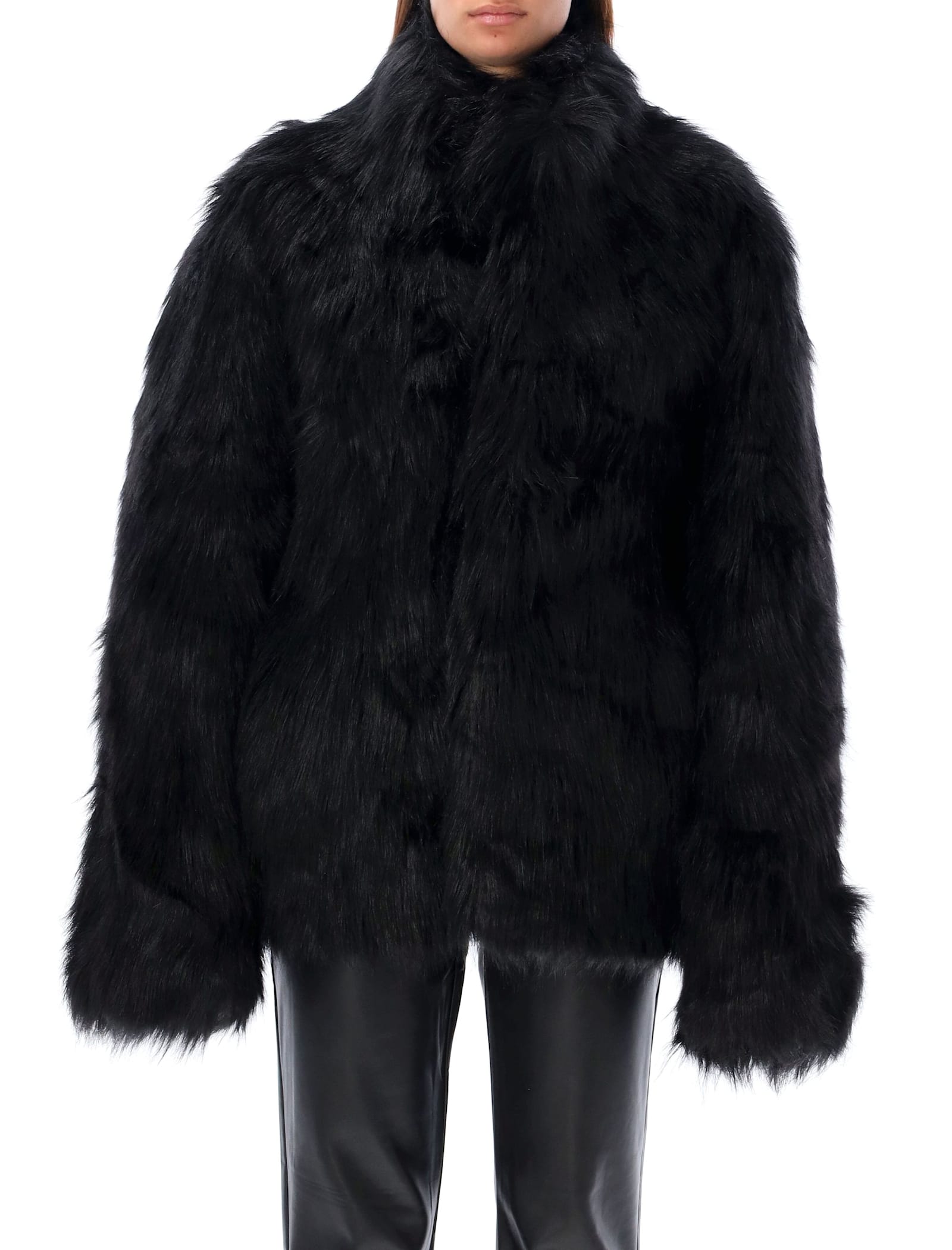 Shop Misbhv Faux Fur Jacket In Black