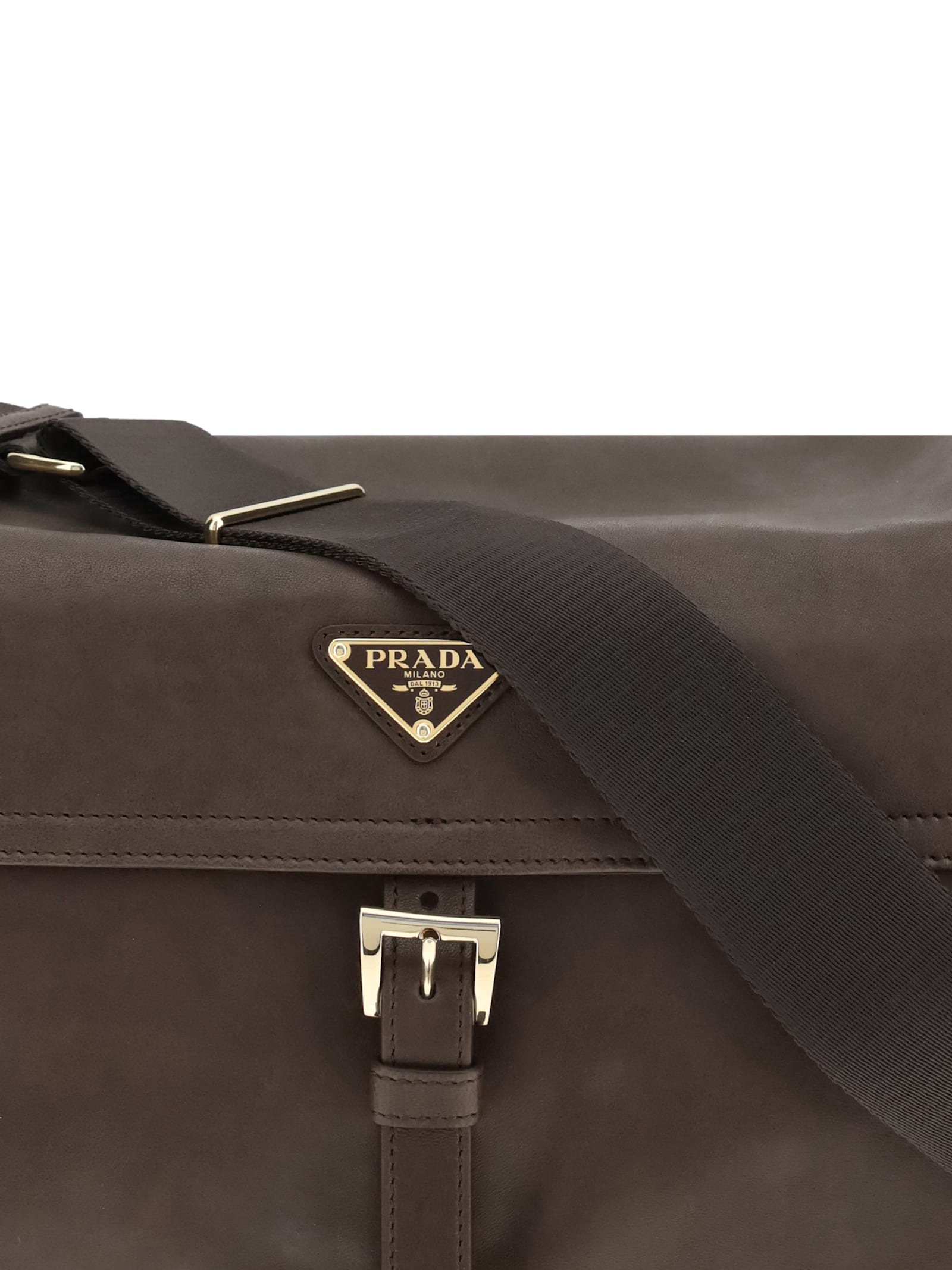Prada Explore Large Leather Shoulder With Flap Bags In Brown