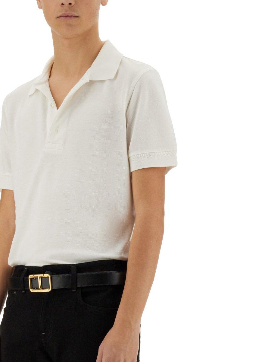 Shop Tom Ford Logo Embroidered Short-sleeved Polo Shirt In White