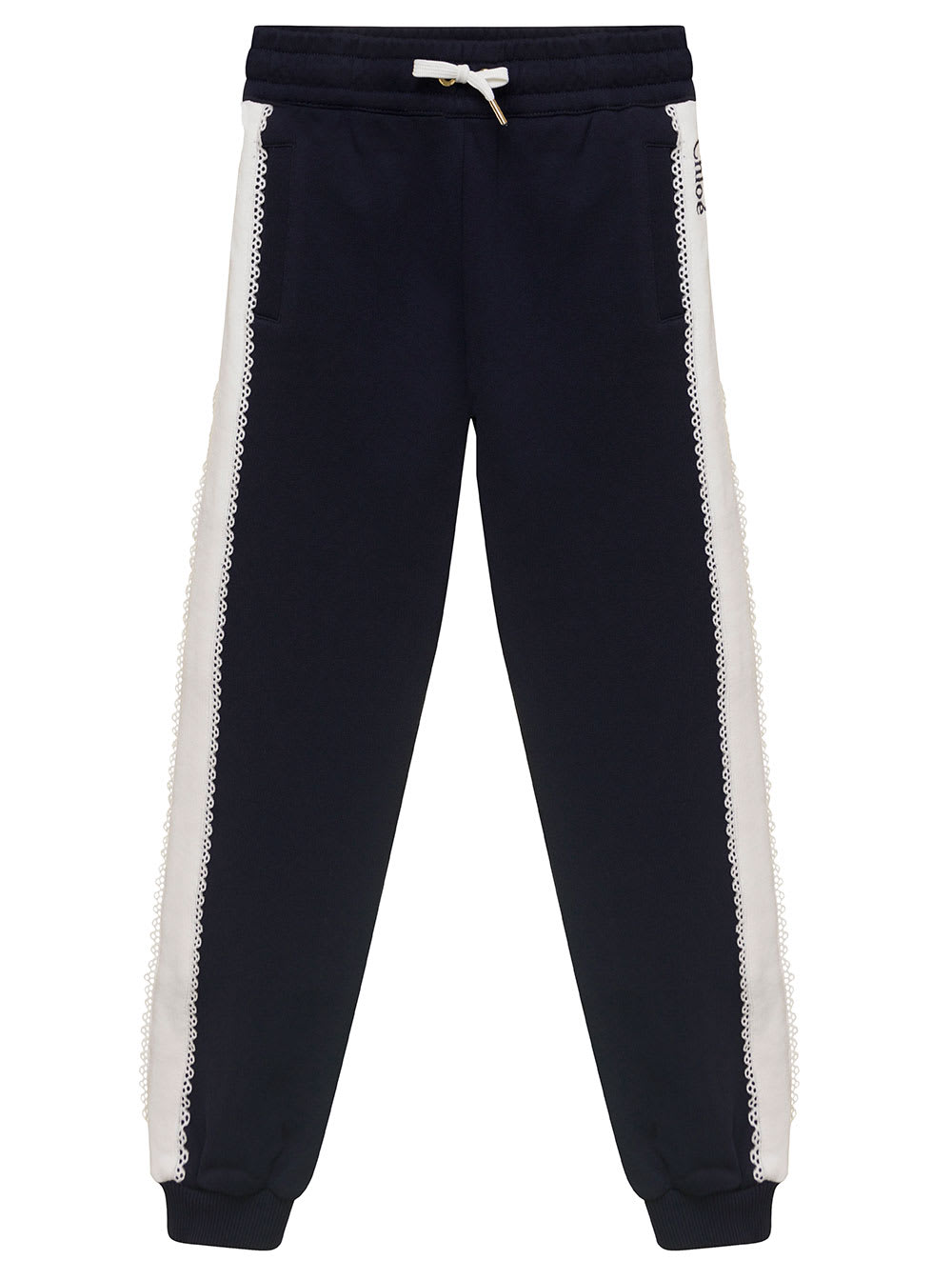 CHLOÉ BLACK JOGGER PANTS WITH CONTRASTING LOGO BAND IN COTTON GIRL