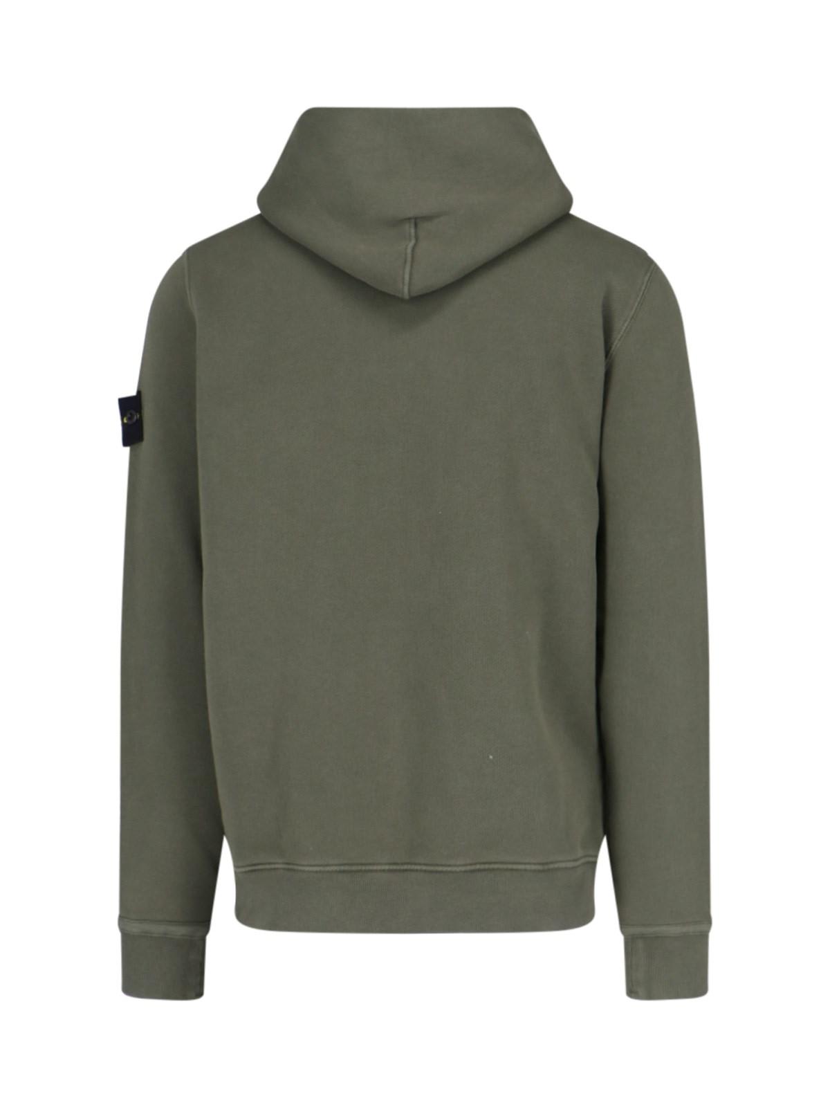 Shop Stone Island Logo Hoodie In Green