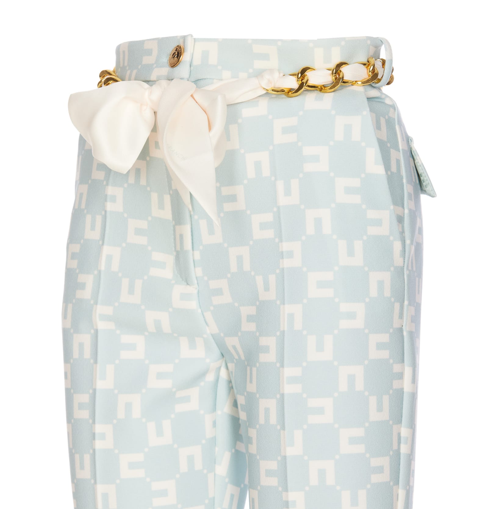 Shop Elisabetta Franchi Pants With Chain In Blue