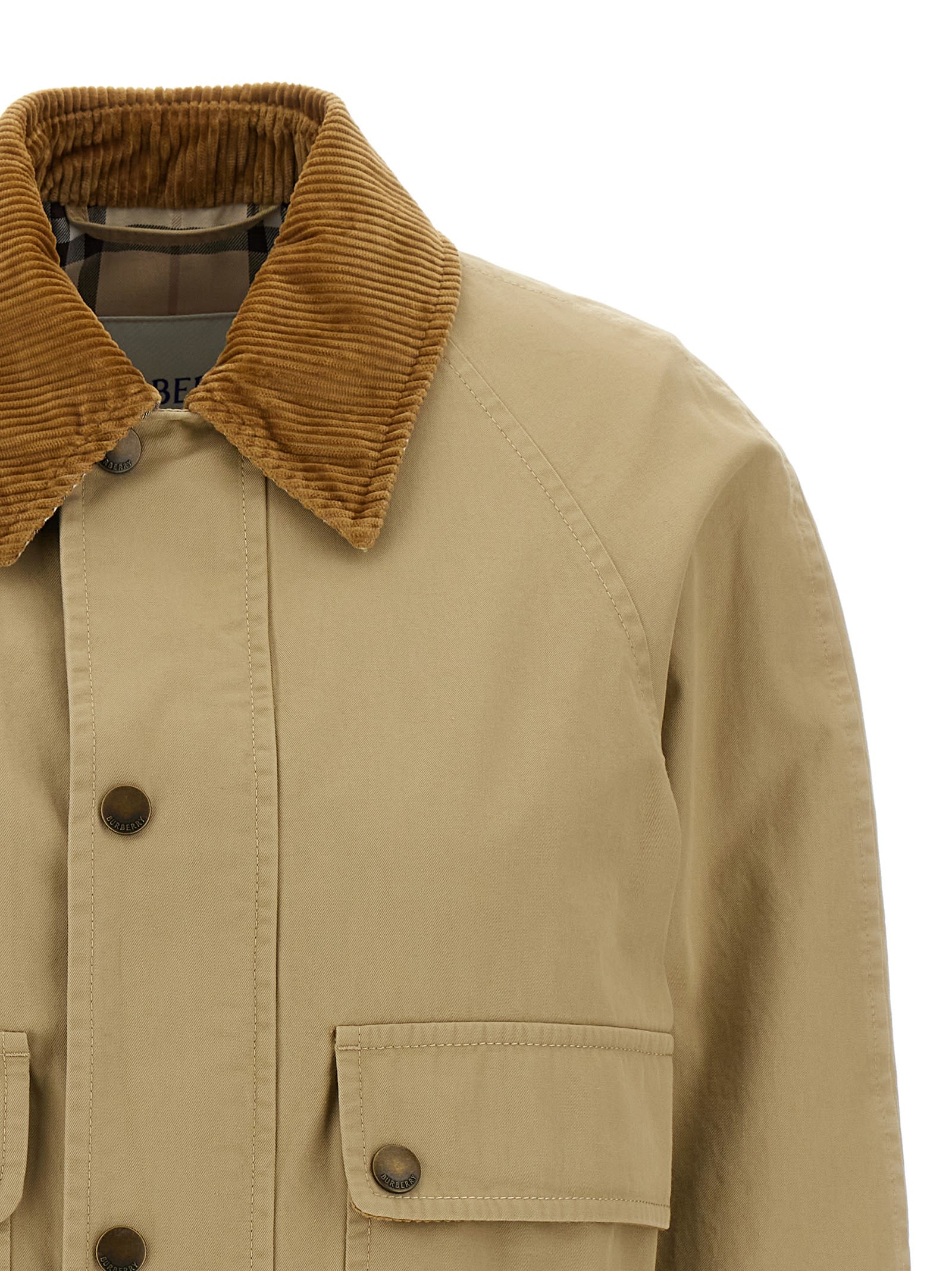 Shop Burberry Canvas Jacket In Beige