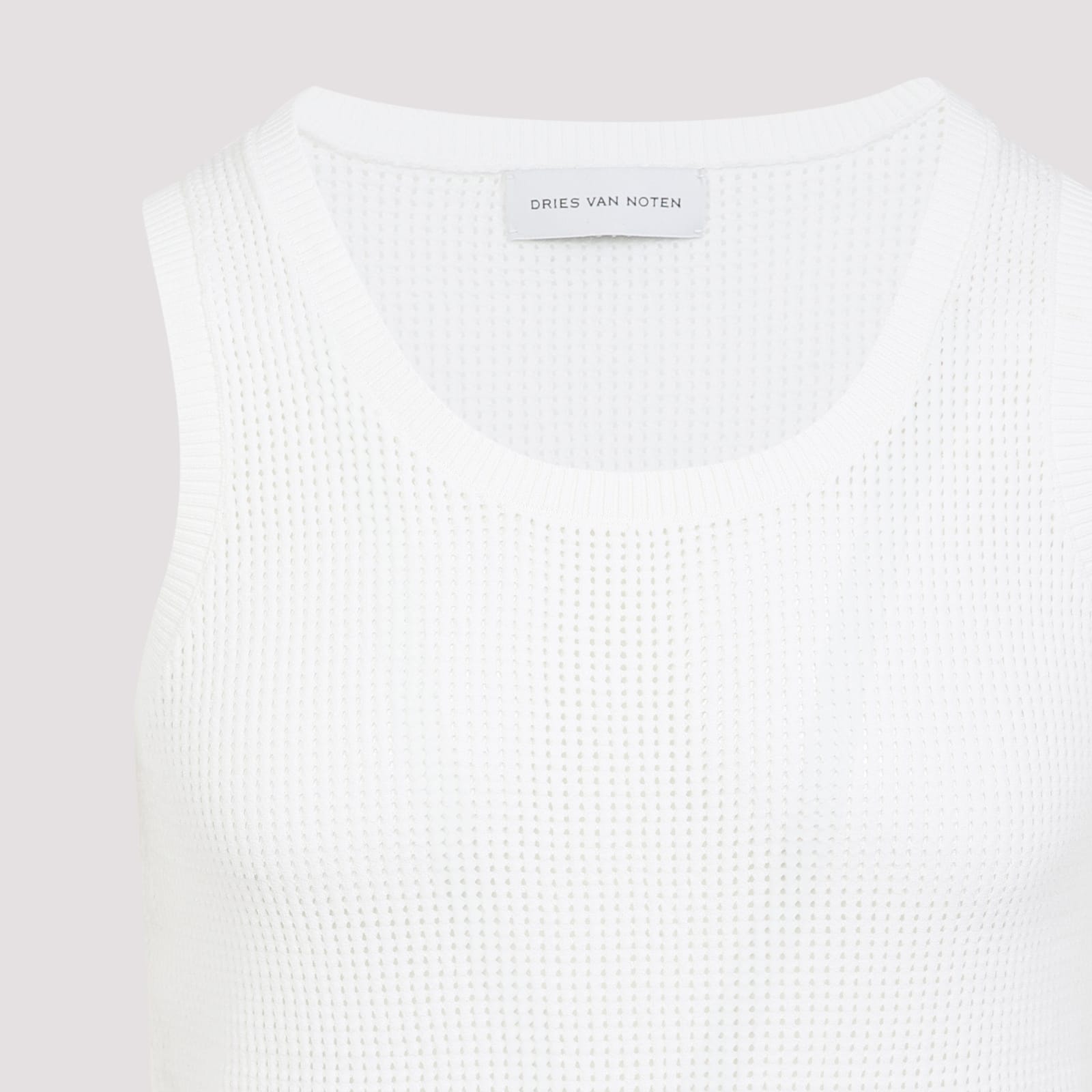 Dries Van Noten White Ribbed Tank Top In White