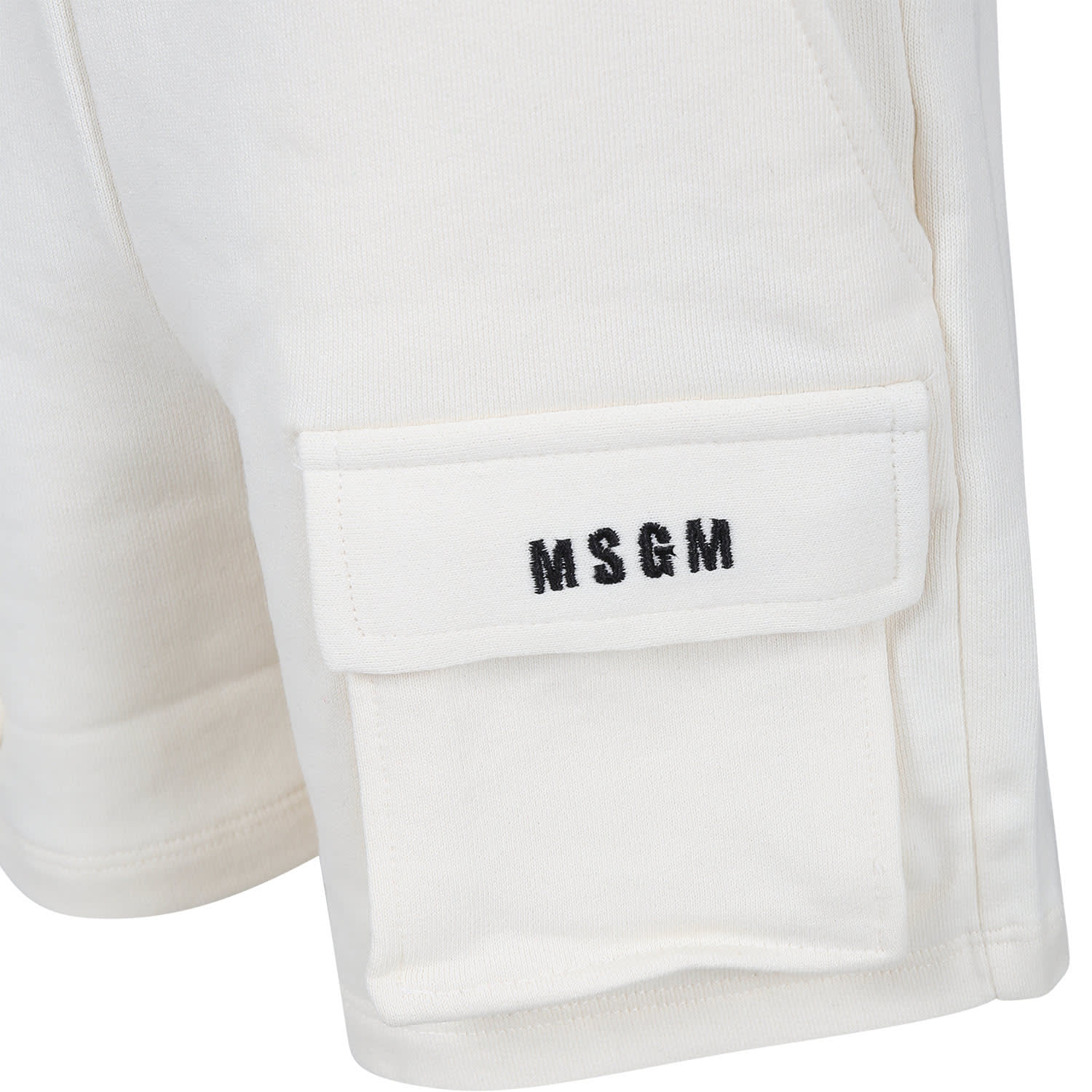 Msgm Ivory Shorts For Boy With Logo In Beige