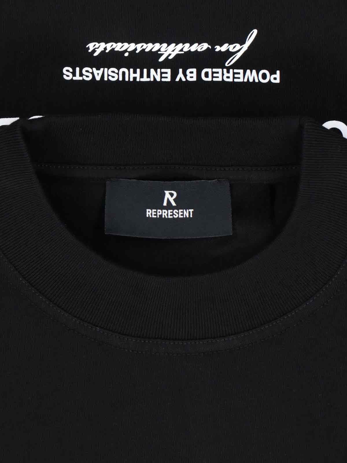 Represent Black Cotton T-shirt With Logo In Black