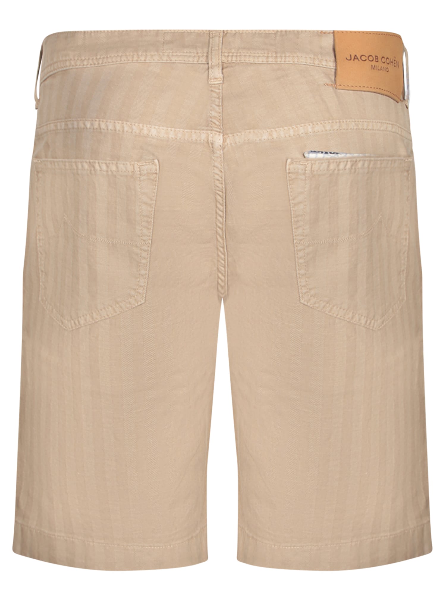 JACOB COHEN BEIGE CHAMBRAY BERMUDA SHORTS