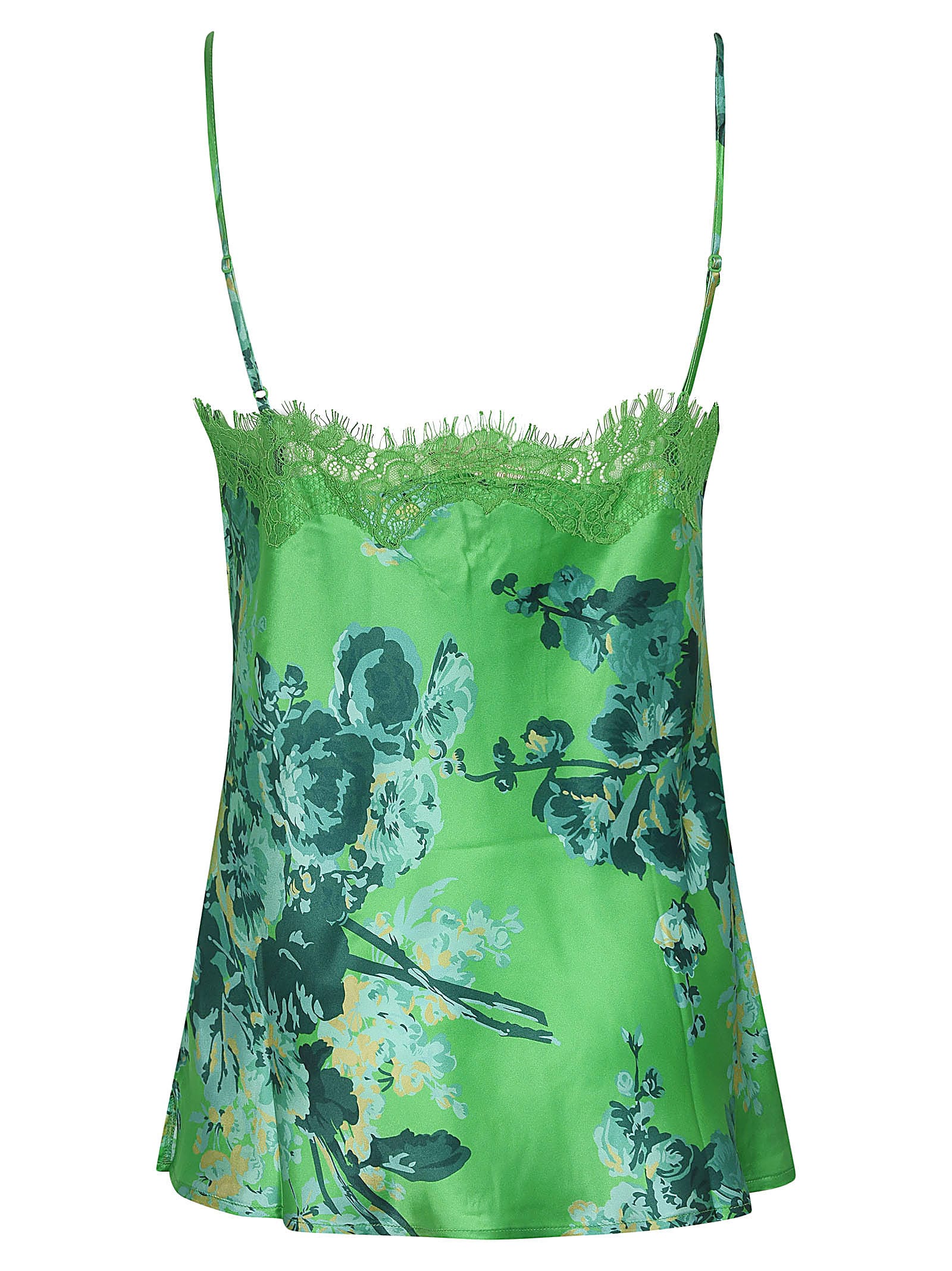 Shop Gold Hawk Printed Laced Top In Apple Green