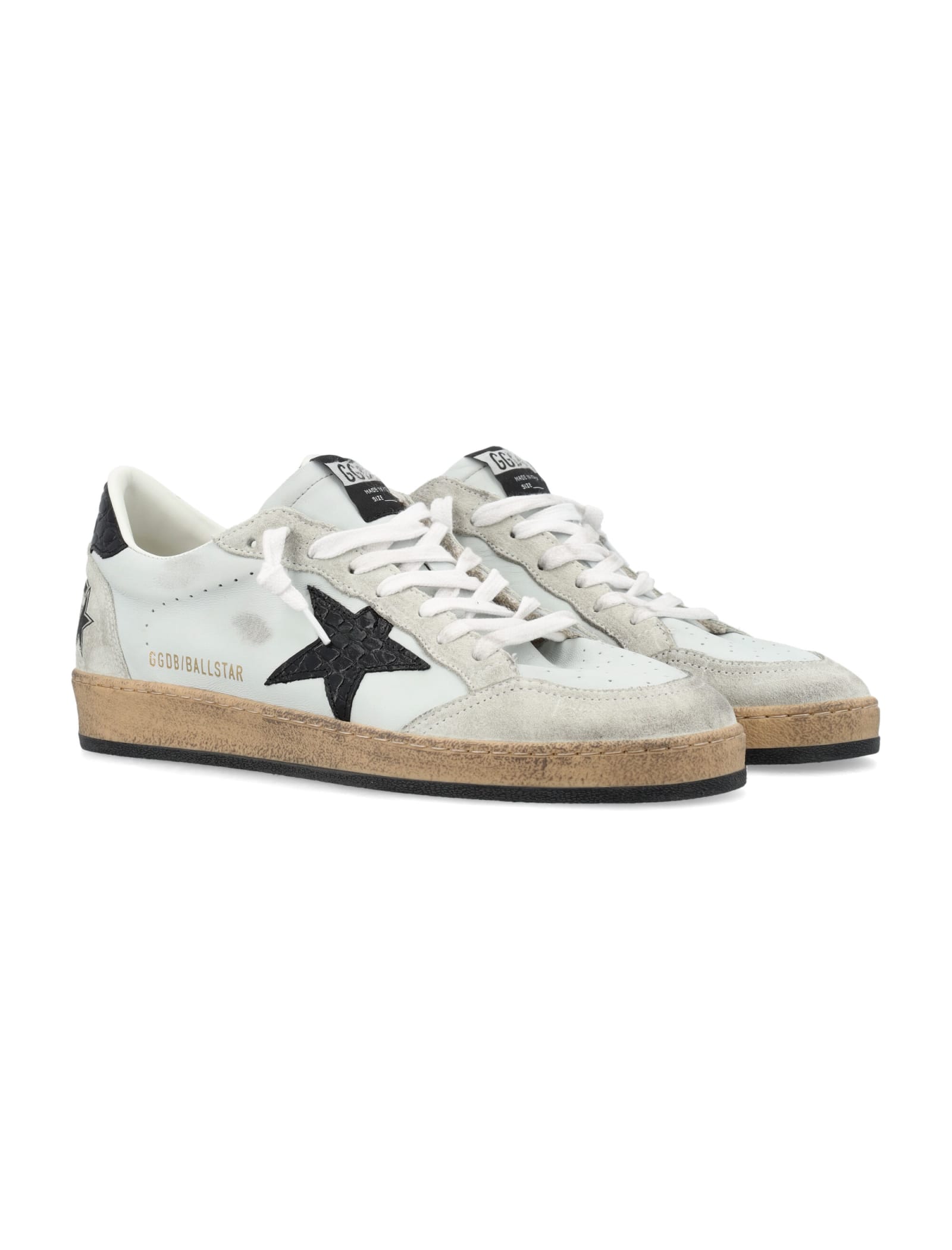 Shop Golden Goose Ball Star Crocco Sneaker In White Black