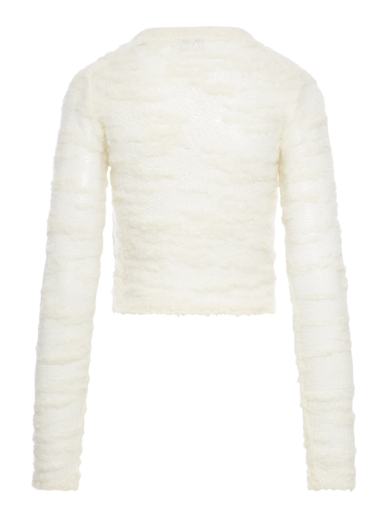 Shop Ganni Alpaca Mohair Boucle Cardigan In Egret