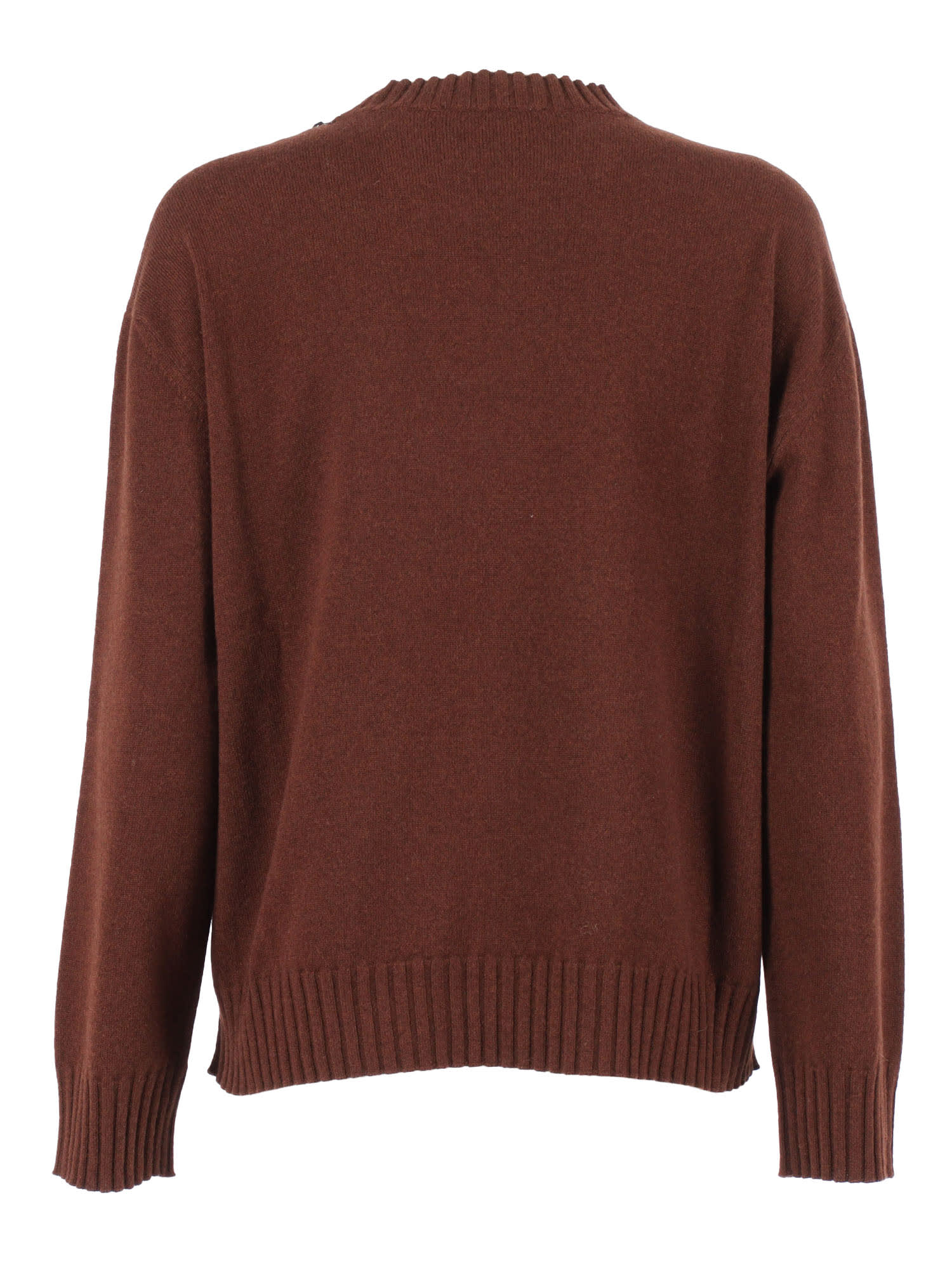 Fabiana Filippi Platinum Crew Neck Sweater With Filo Diamante In Brown