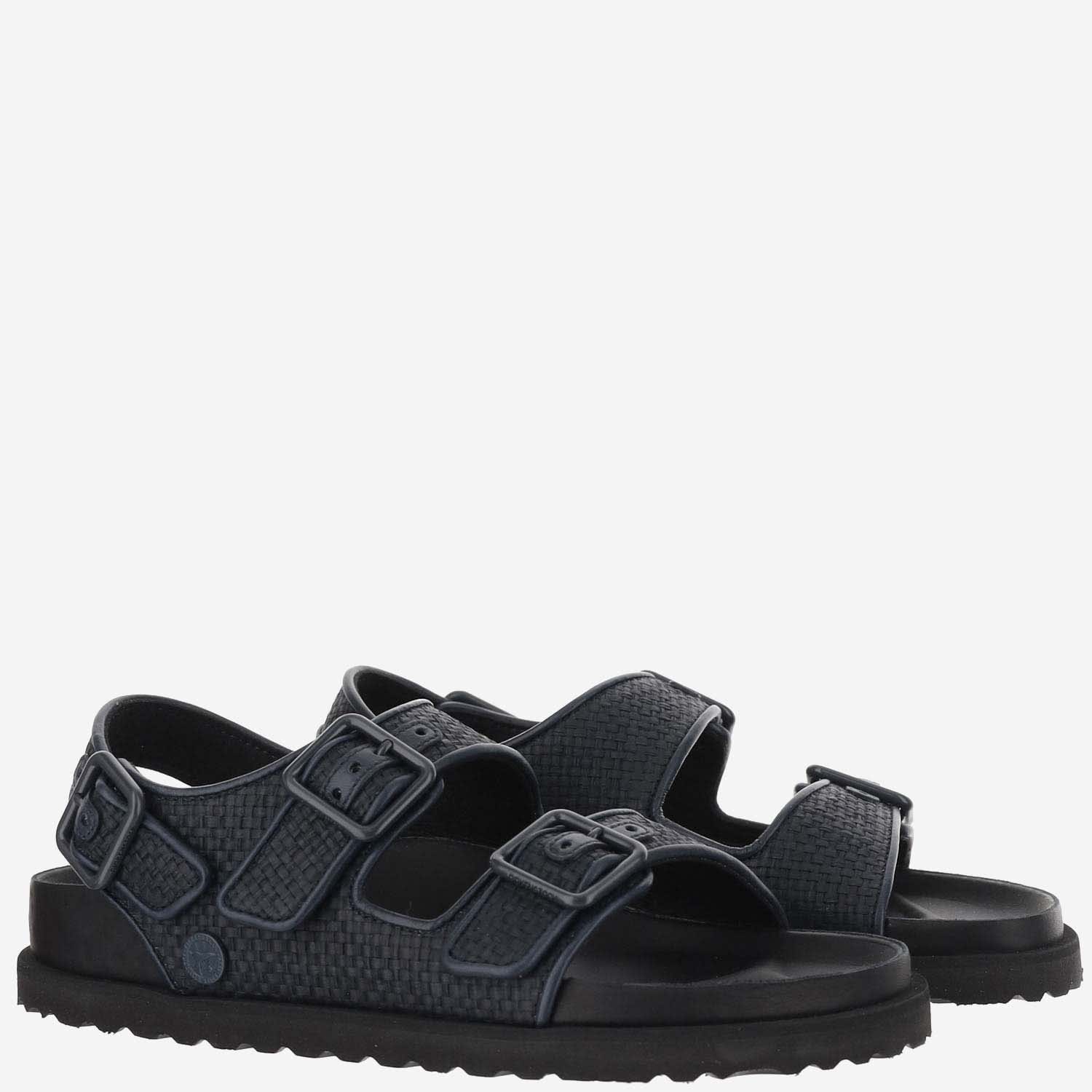 Shop Birkenstock Sandals 1774 Milano Raffia In Blue