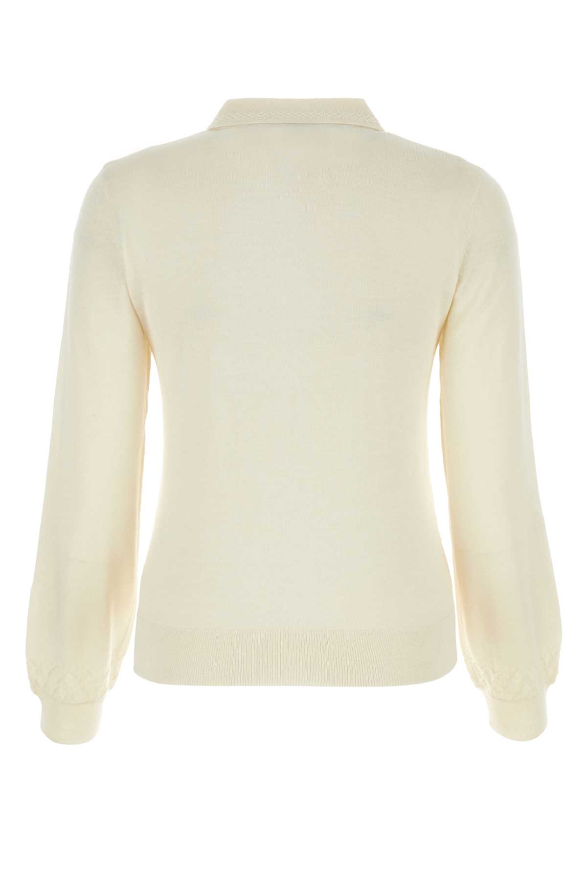 Apc Ivory Silk Blend Aurlaine Polo Shirt In Offwhite