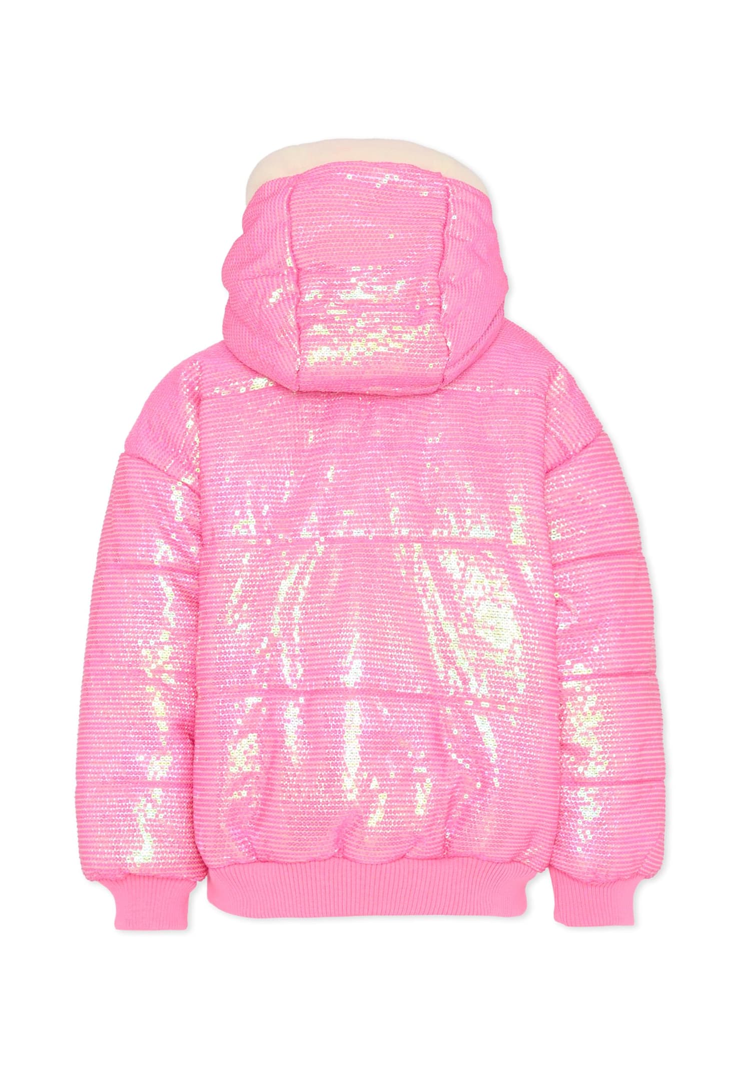 Billieblush Pink Down Jacket For Girl With Sequins In Pink