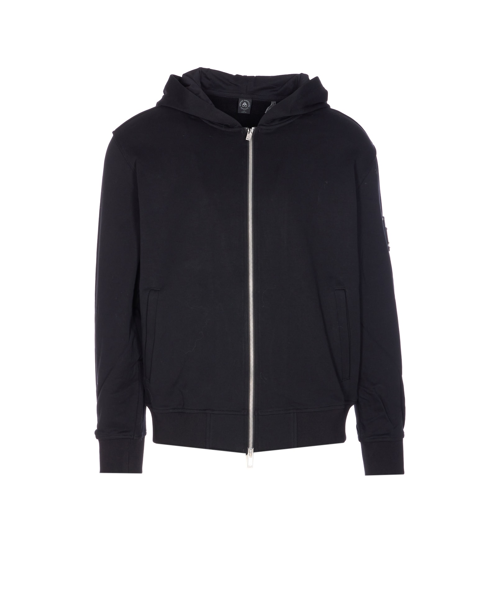 Moose Knuckles Black Cotton Blend Padded Classic Bunny Sweatshirt In Black