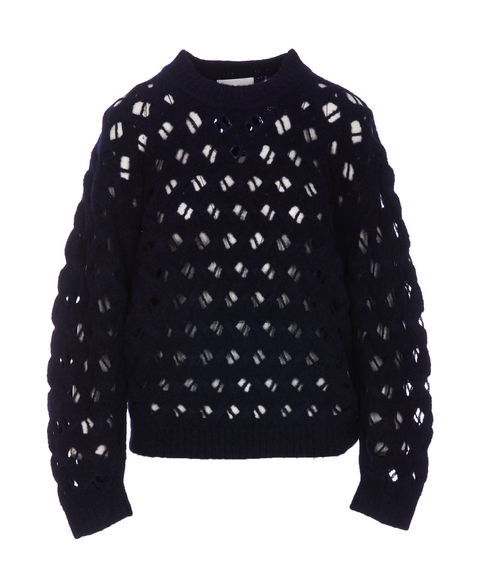Isabel Marant Étoile Aurelia Blue Crewneck Swerater In Perforated Wool Blend In Blue