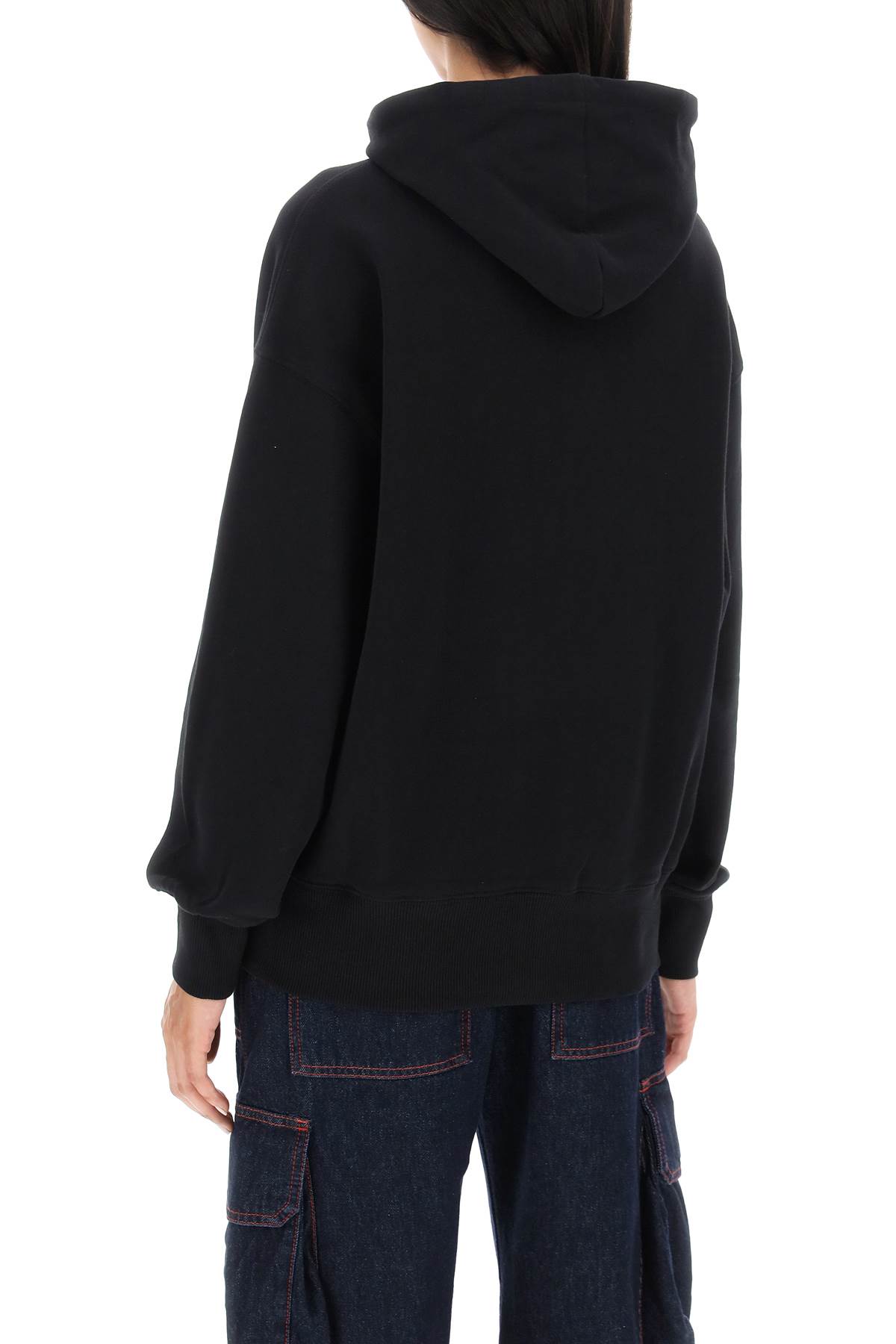 Shop Msgm Brushed Logo Hoodie In Black