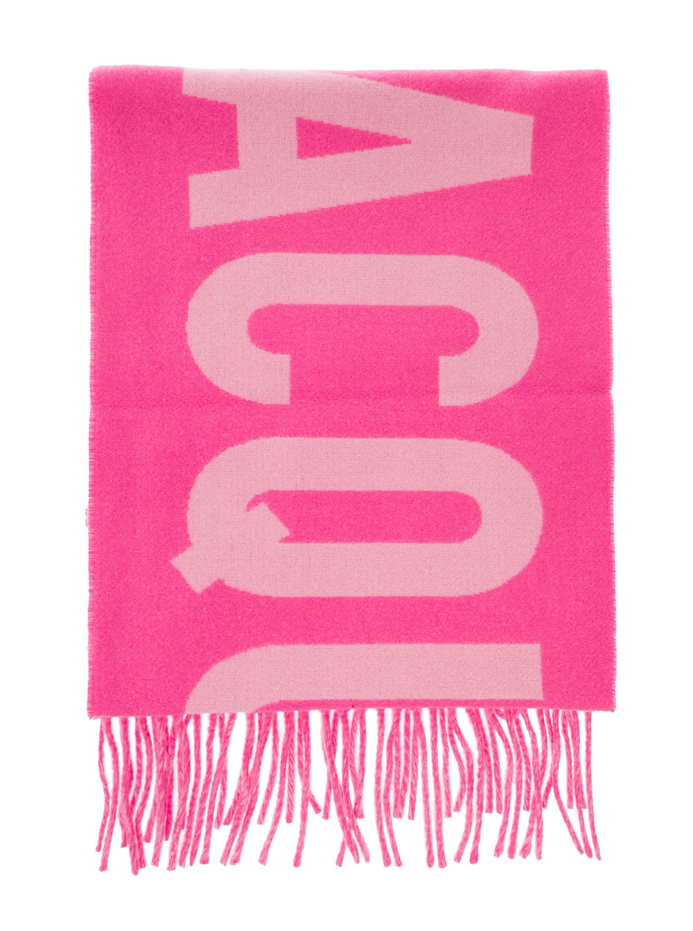 JACQUEMUS LECHARPE JACQUEMUS PINK SCARF WITH CONTRASTING LOGO IN WOOL WOMAN