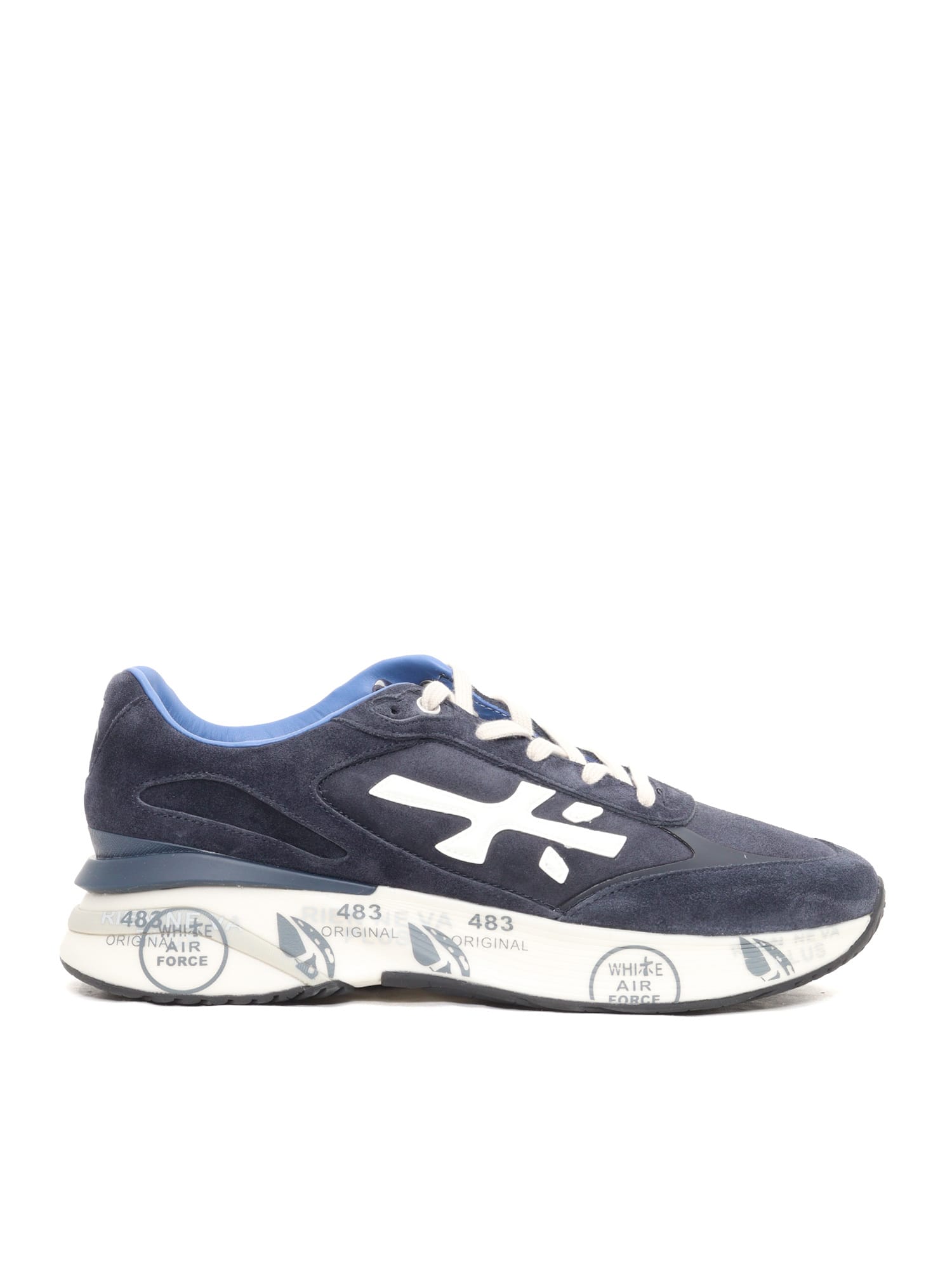 Premiata Blue Moerun Suede And Ripstop Technical Fabric Sneakers In Blue