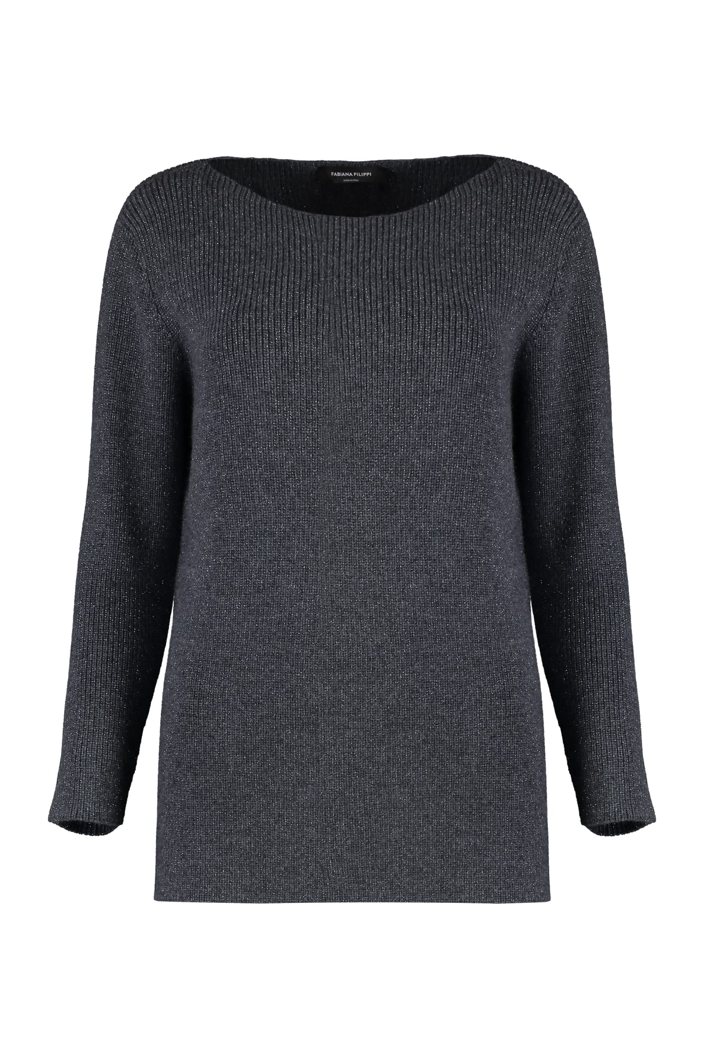 Shop Fabiana Filippi Wool Blend Sweater In Grey