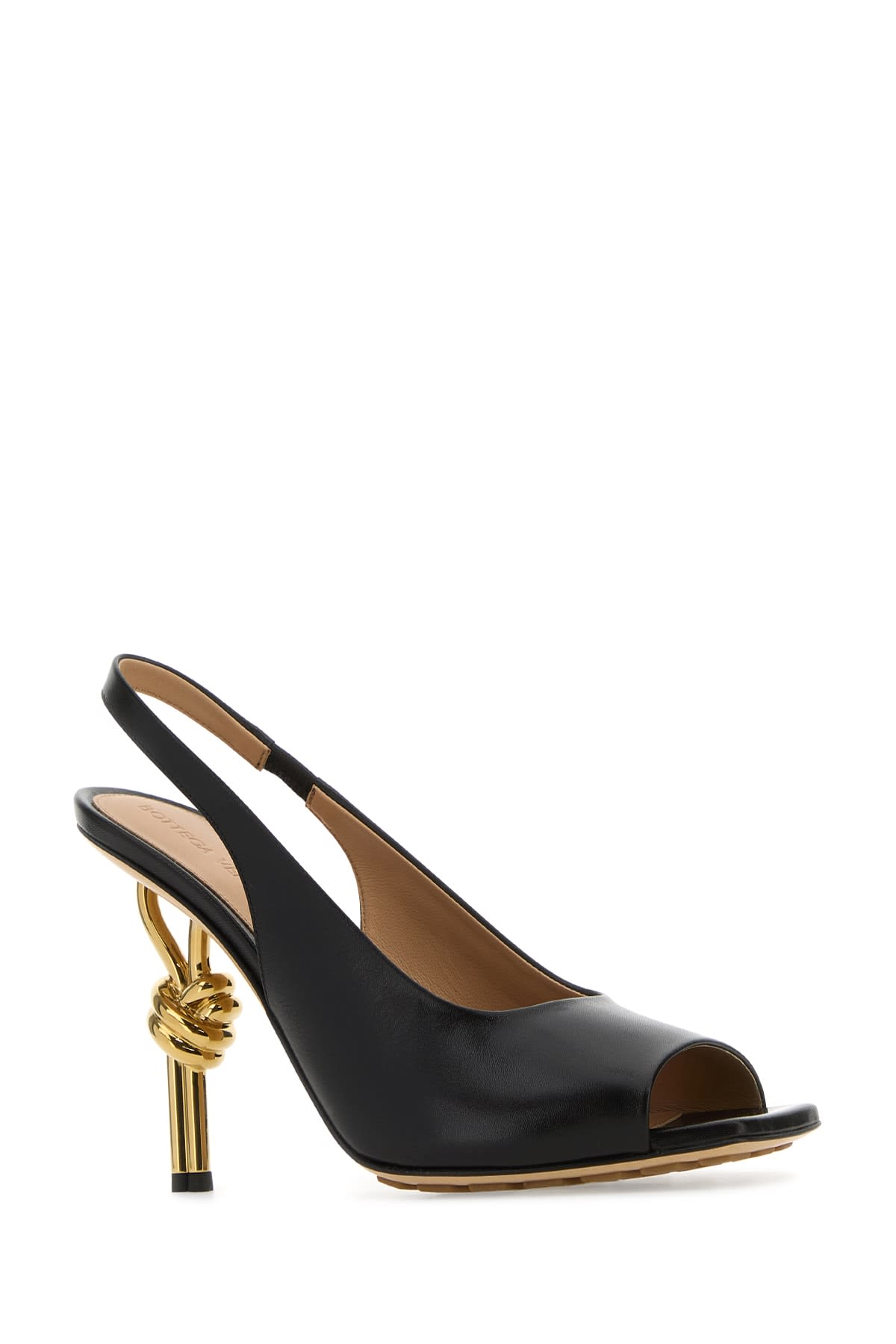 Bottega Veneta Leather Knot Slingback Heels 90 In Black