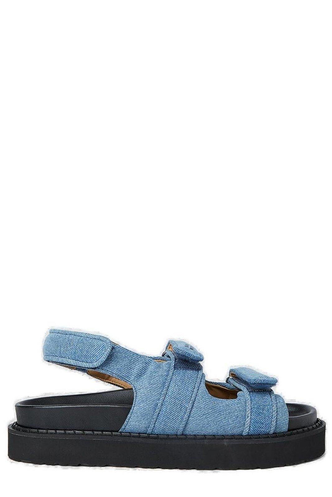 Shop Isabel Marant Touch-strap Open-toe Denim Sandals In Blue