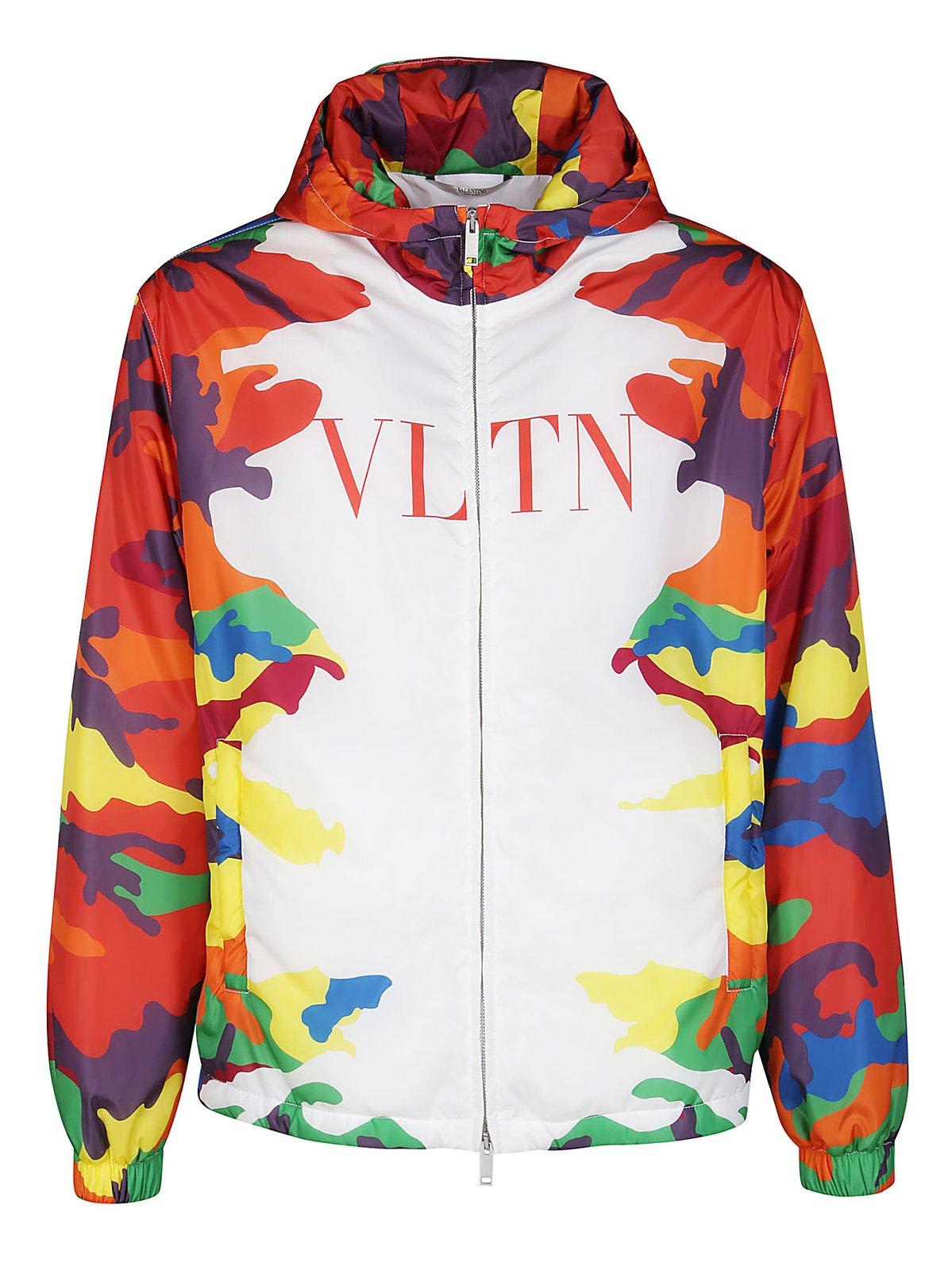 Valentino Vltn Camouflage Hooded Jacket
