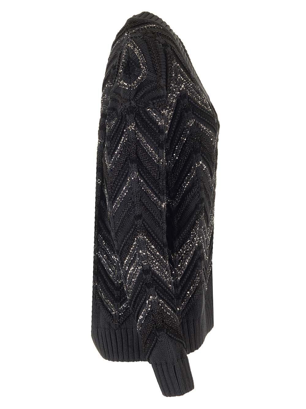 Shop Missoni Zig Zag Oversized Knit Jumper In Black