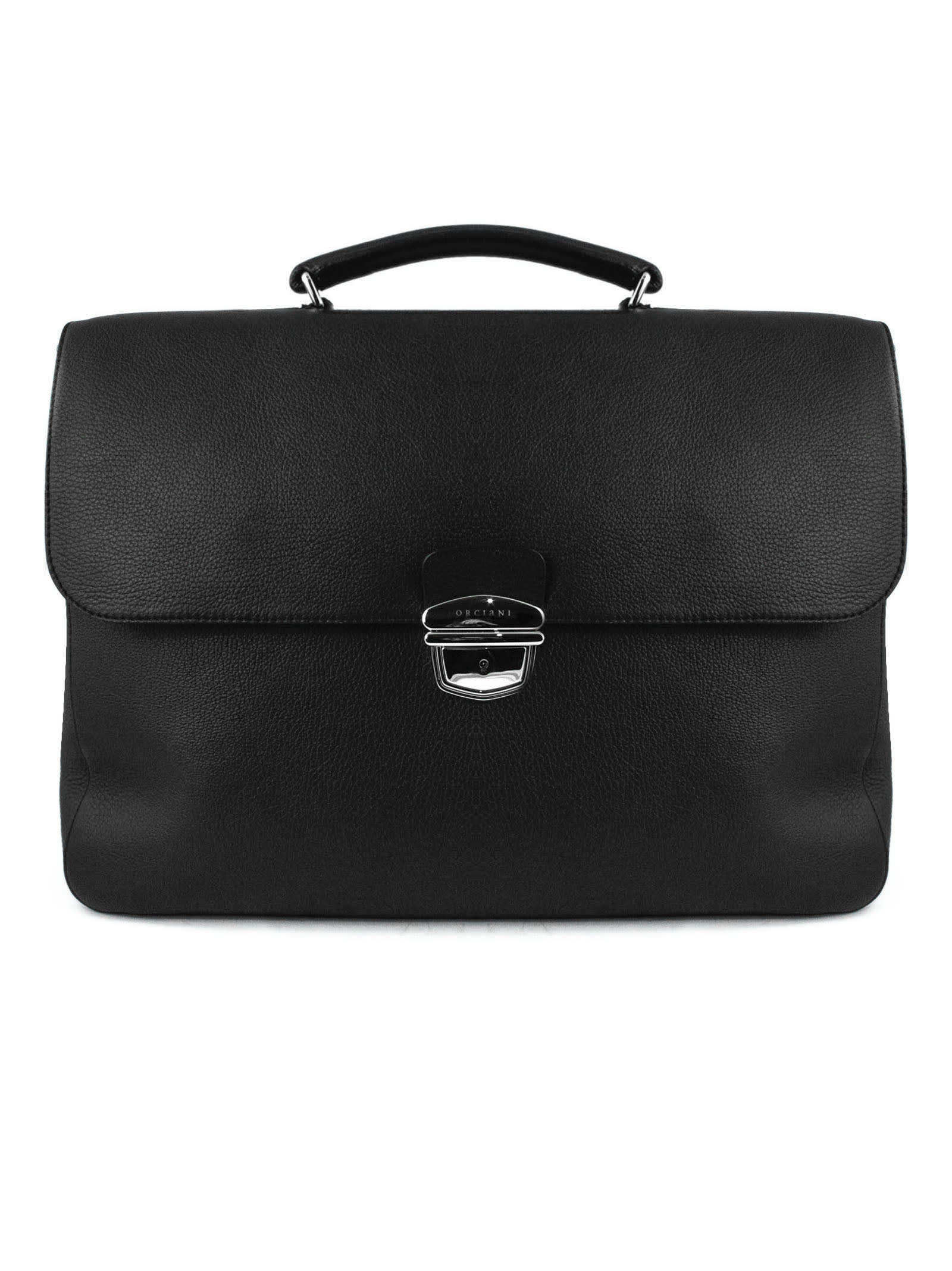 ORCIANI BLACK LEATHER LARGE BRIEFCASE,11797451