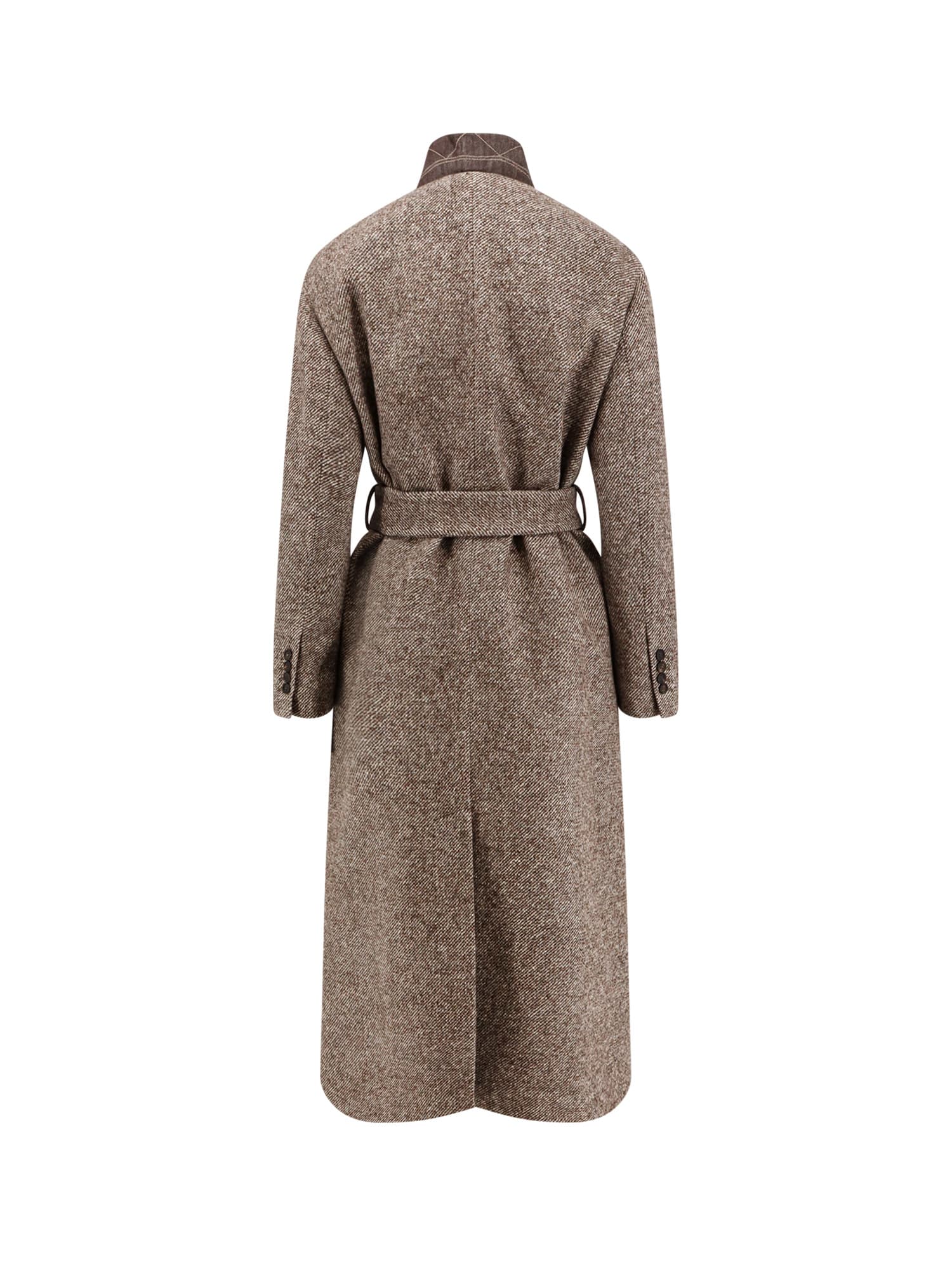 Brunello Cucinelli Padded Wool Blend Coat With Back Slit In Multi