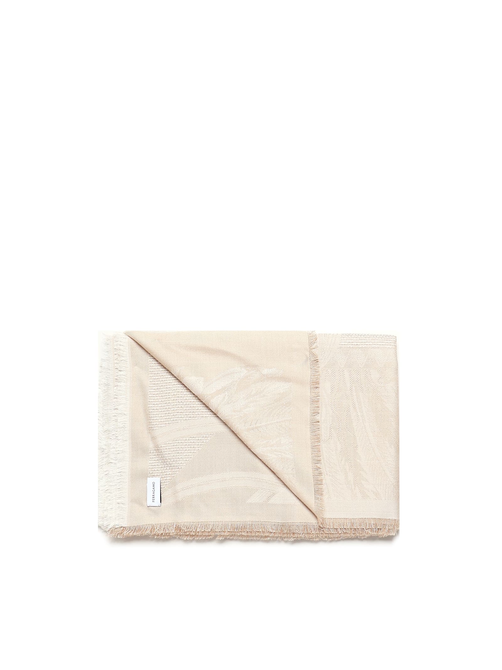 Ferragamo Silk And Cashmere Stole In White
