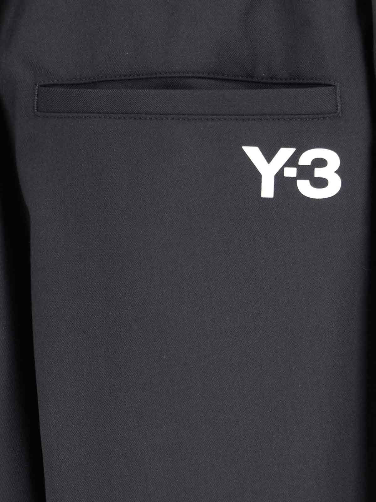 Shop Y-3 Logo-printed Belted Trousers In Black