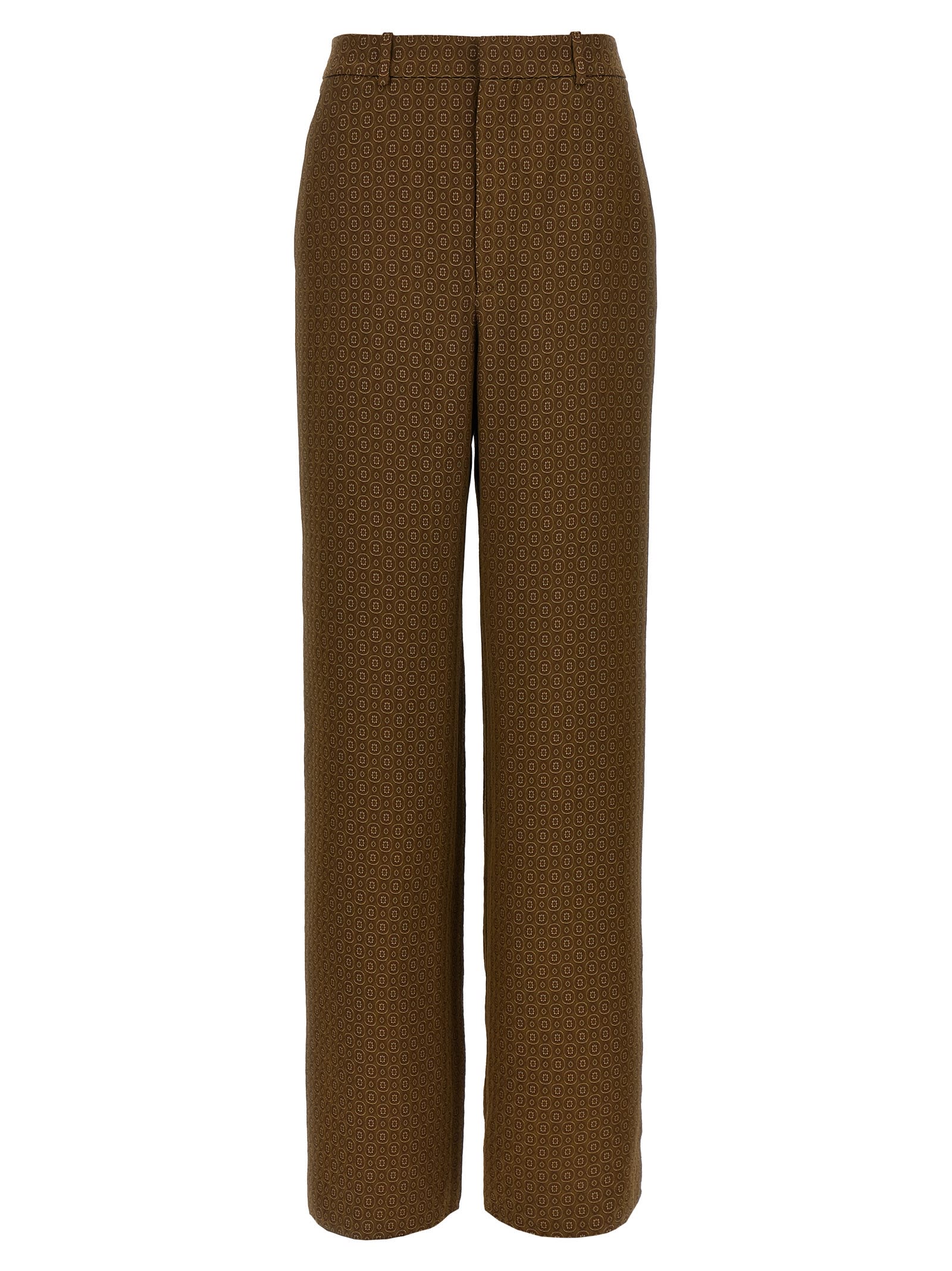 Saint Laurent Twill Pants Featuring All-over Pattern In Brown