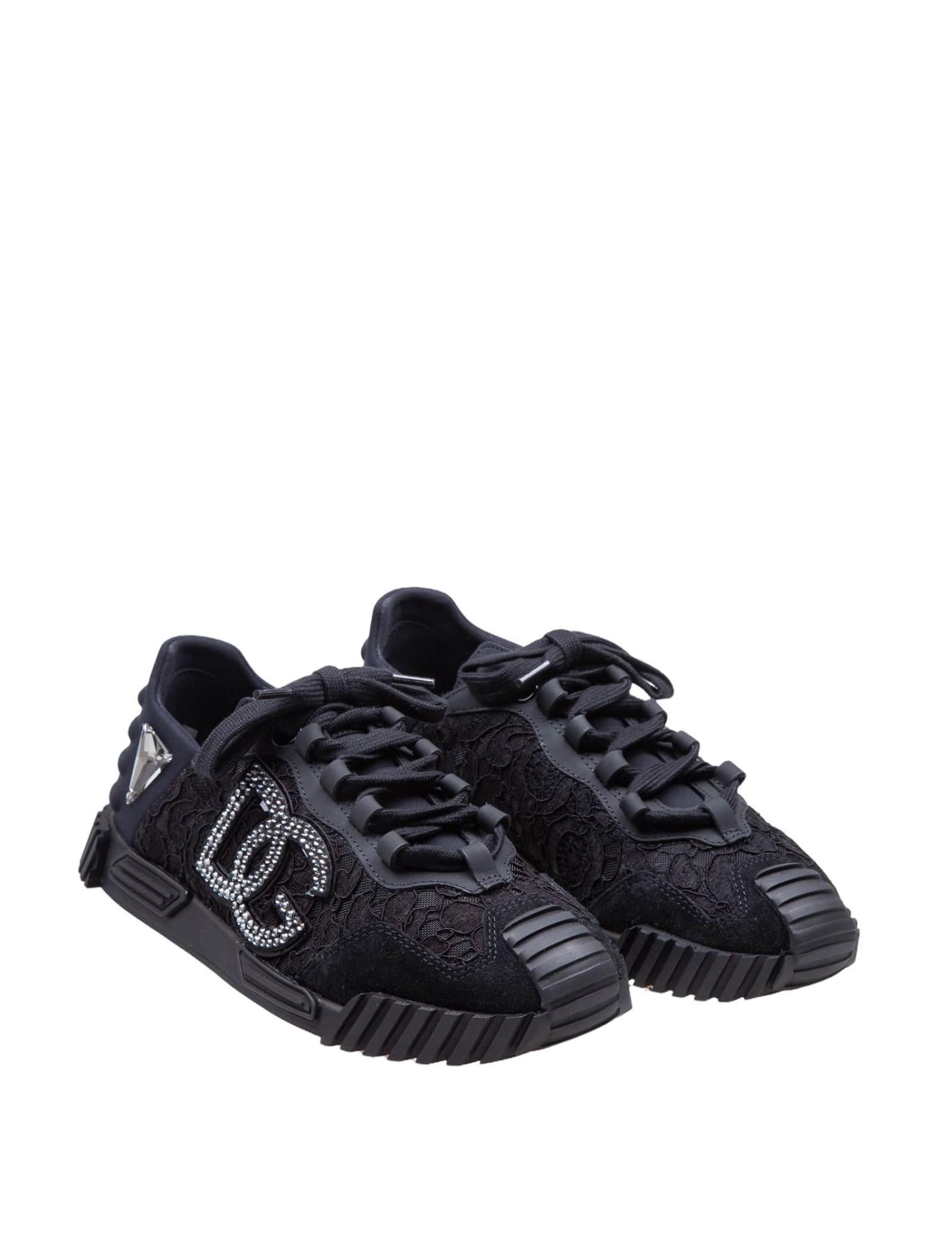 Shop Dolce & Gabbana Ns1 Sneakers In Black Lace