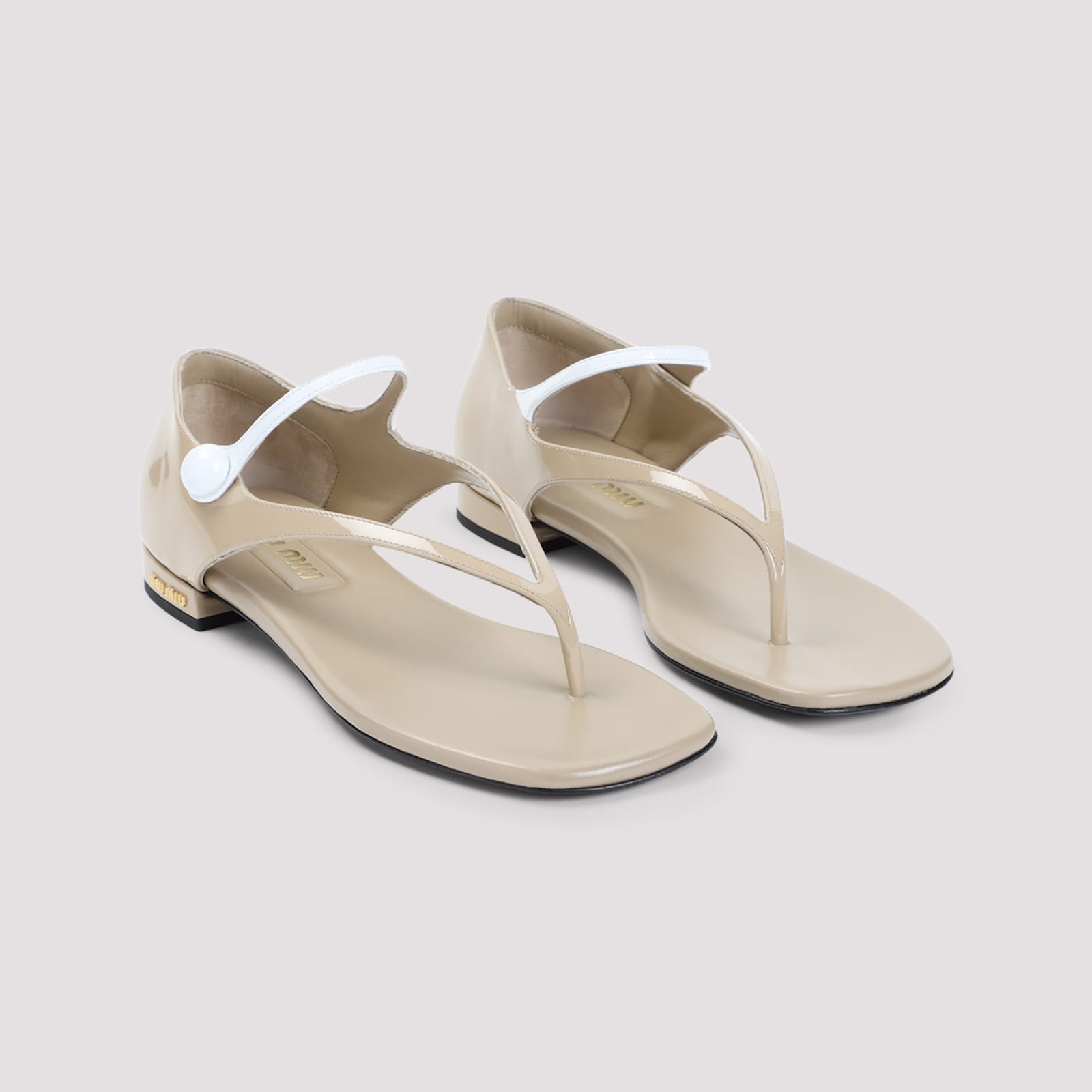 Miu Miu Calf Leather Sandals Ankle Strap In Multi