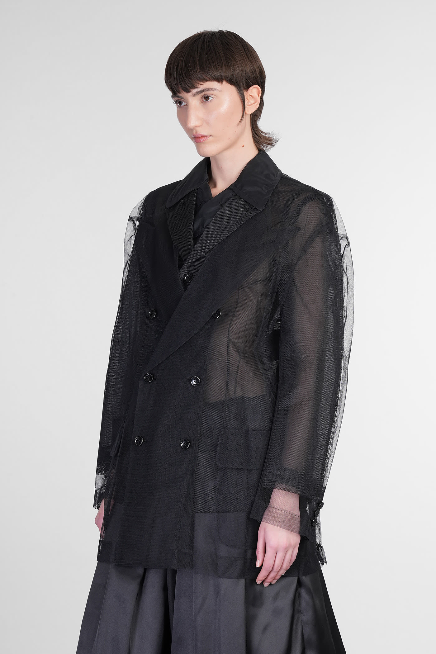 COMME DES GARÇONS BLAZER IN BLACK NYLON 